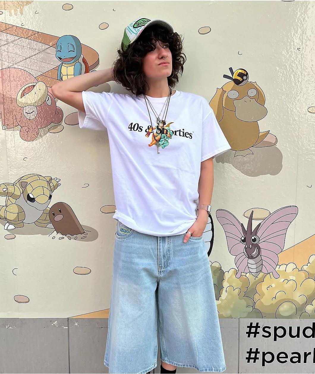 Empyre Ultra Loose Light Blue Denim Skate Shorts Product Image