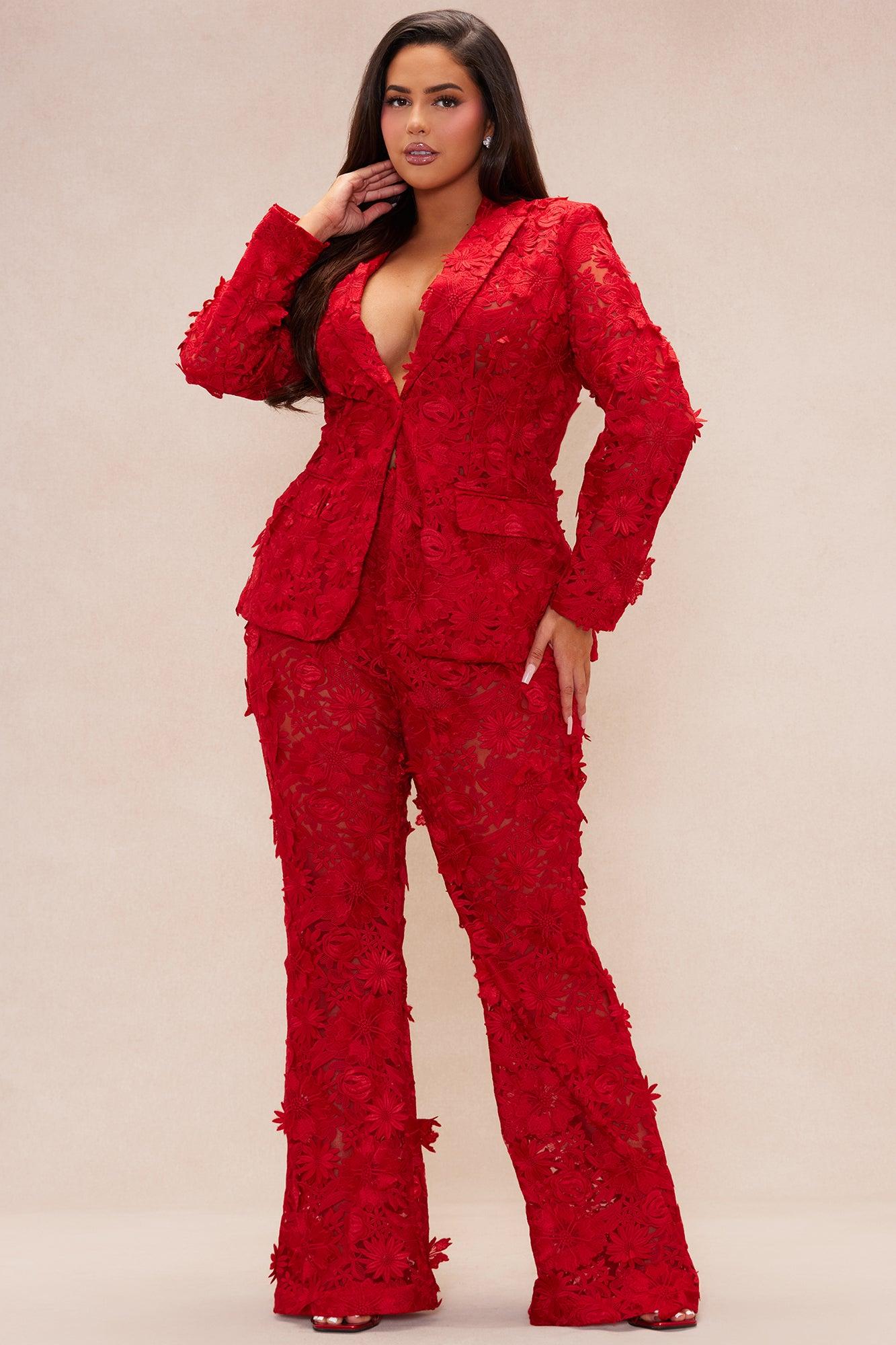 Denise Embroidered Pants - Red Product Image