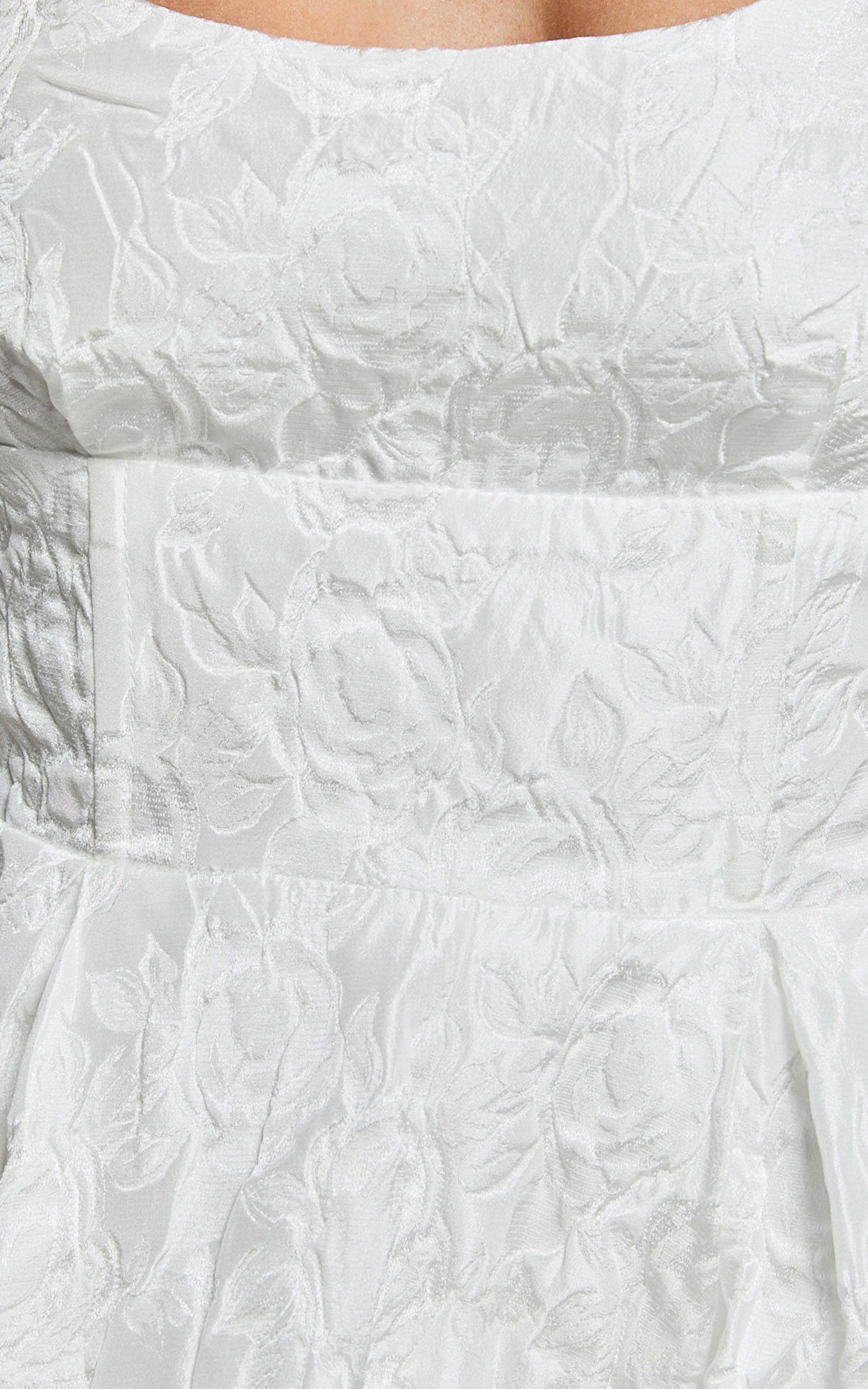 Georgine Midi Dress - Square Neck Fit and Flare Jacquard Dress in Ivory Product Image