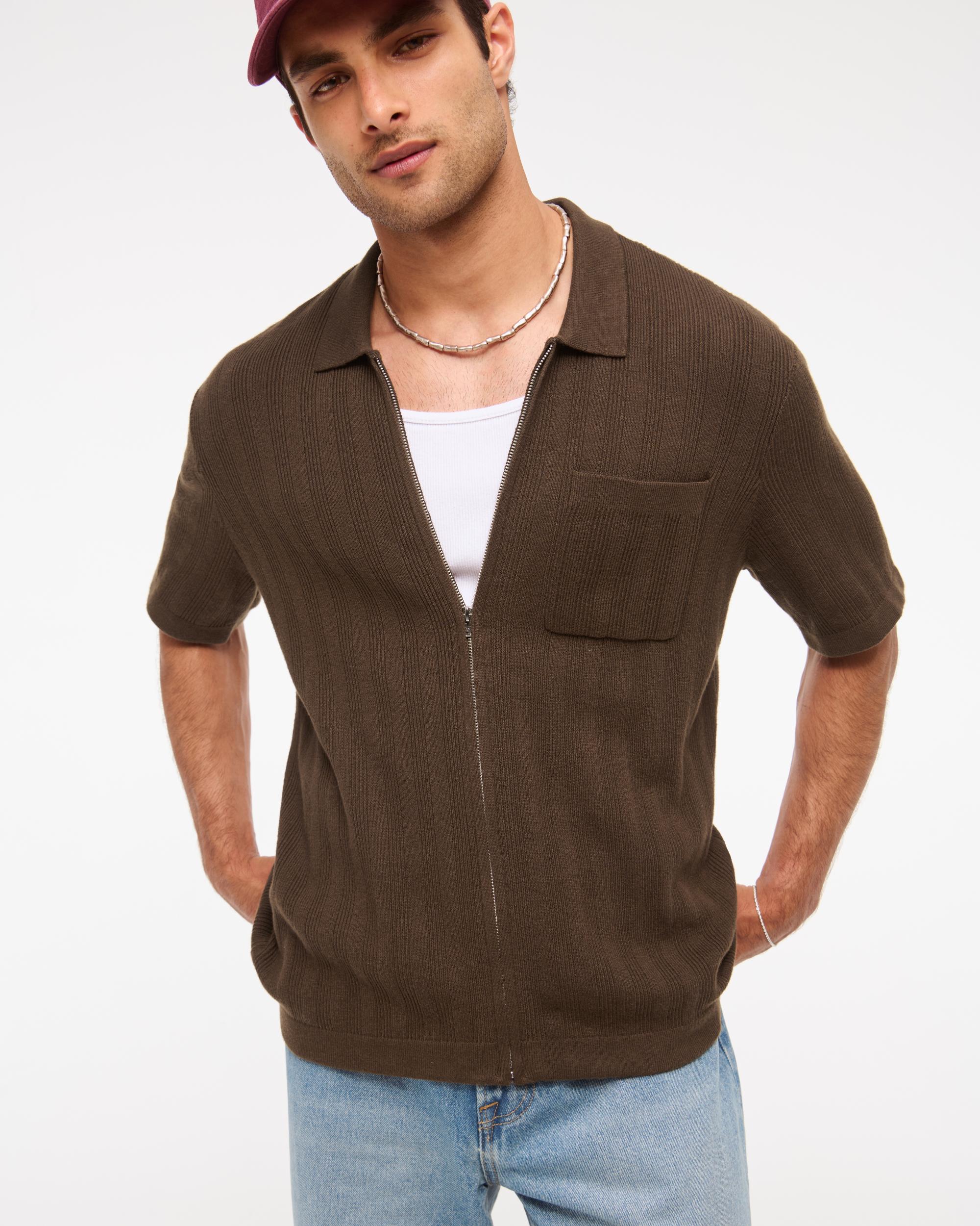 Full-Zip Sweater Polo Product Image