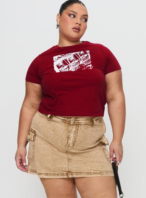 Velveta Low Rise Denim Skirt Camel Curve Product Image