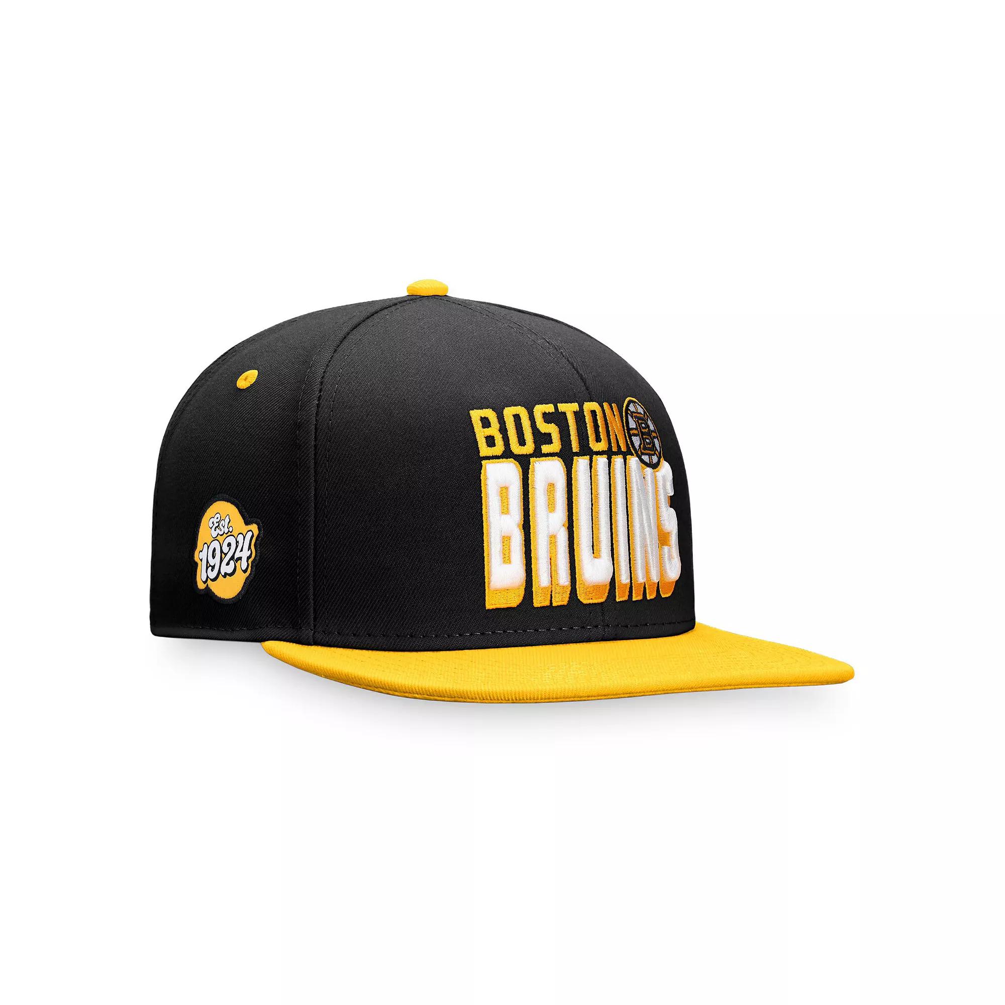 Men's Fanatics Branded Black/Gold Boston Bruins Heritage Retro Two-Tone Snapback Hat Product Image