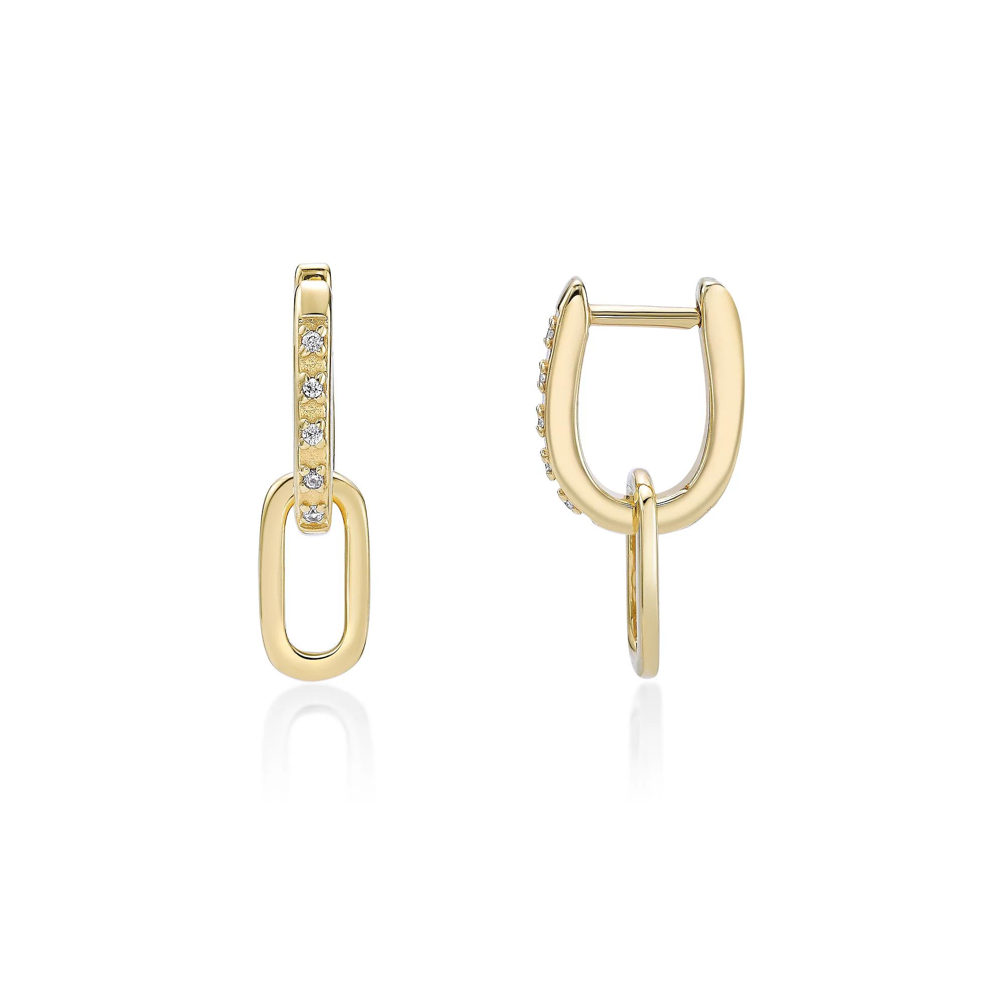 Gemminded 18k Gold Over Silver Lab-Grown Diamond Accent Link Drop Earrings, Women's, Gold Tone Product Image