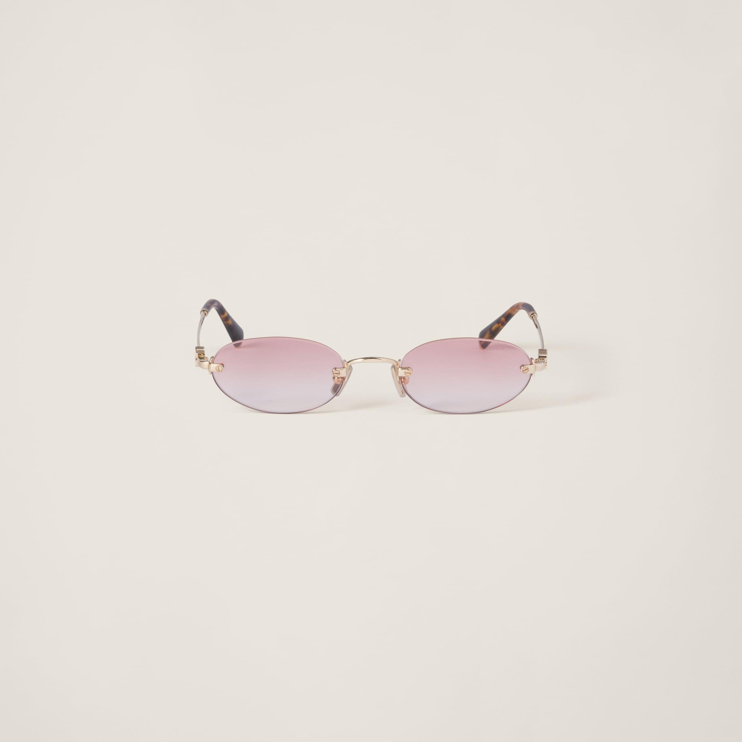 MIU MIU Womens Gold Mu A52s Oval-frame Metal Sunglasses In Gray Product Image
