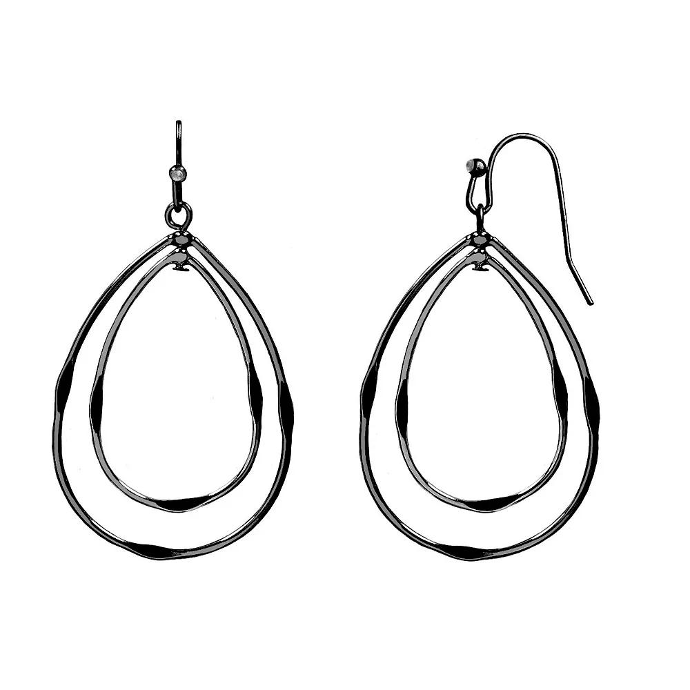 LC Lauren Conrad Hematite Nested Tear Drop Shape Earrings, Women's, None Product Image