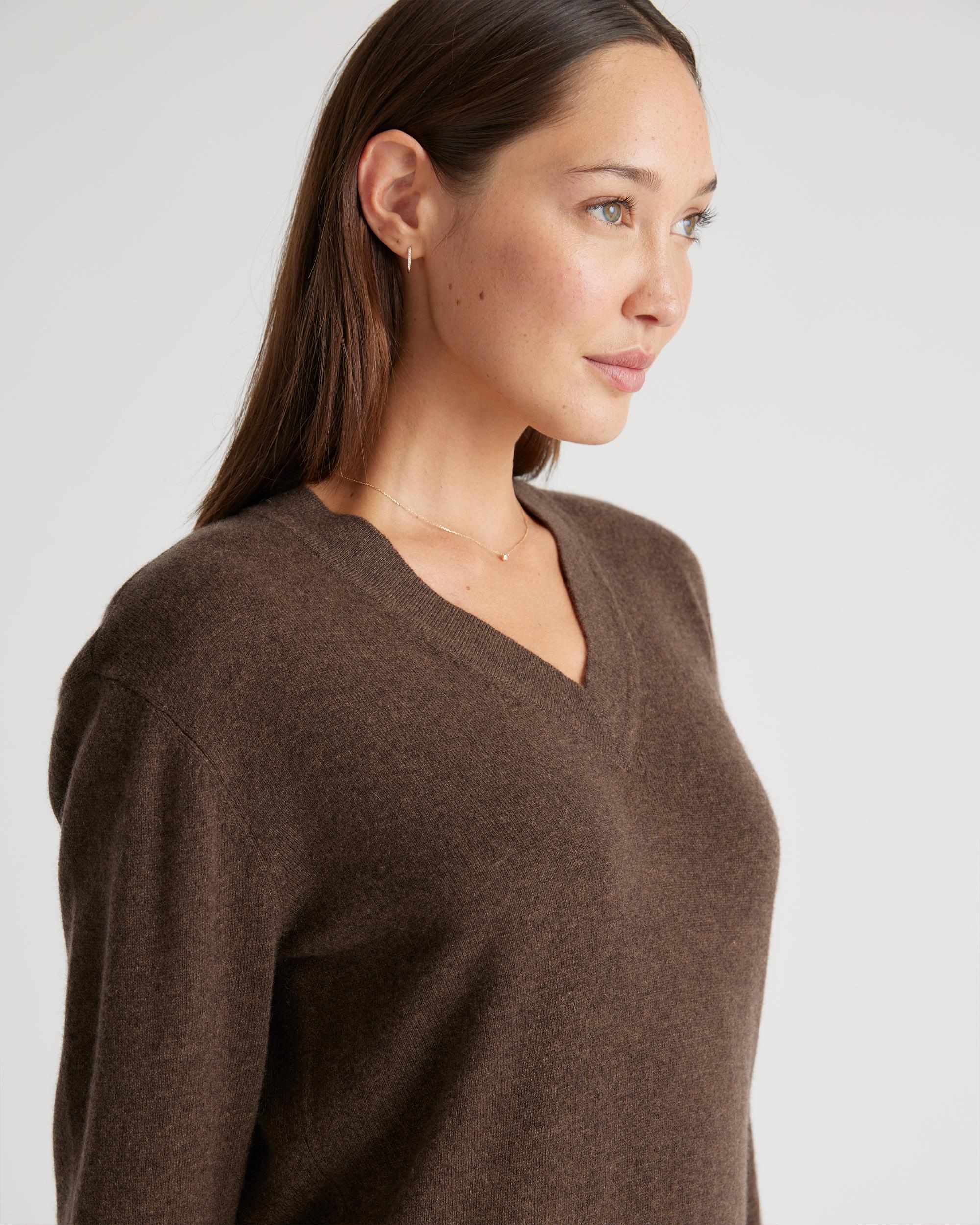 Quince | Women's Mongolian Cashmere V-Neck Midi Sweater Dress Product Image