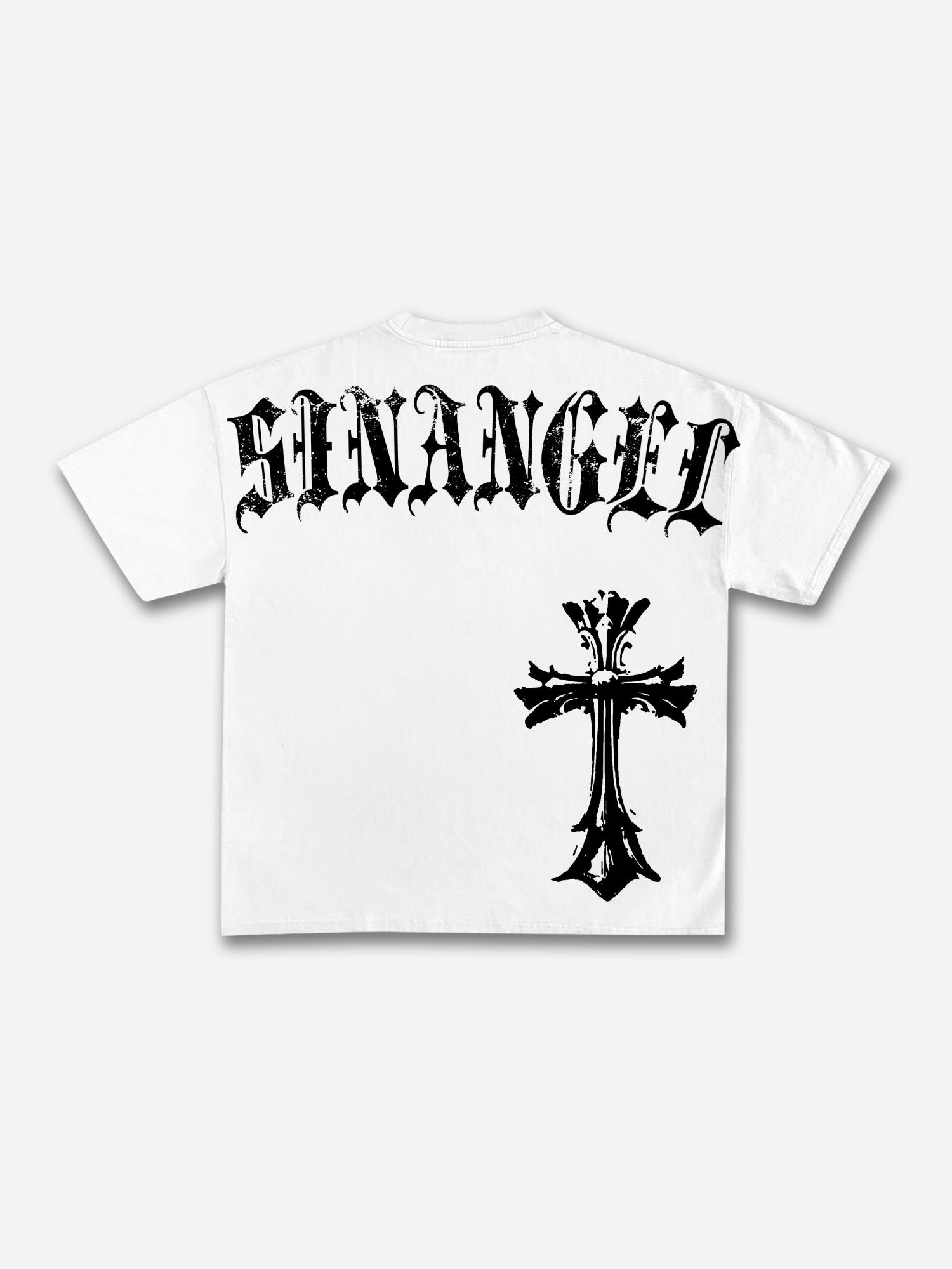 Sinangel Vintage Cross Graphic Cotton T-shirt Product Image