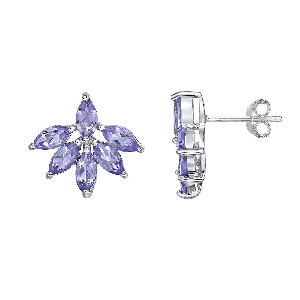 Gemminded Sterling Silver Amethyst Flower Stud Earrings, Women's Product Image