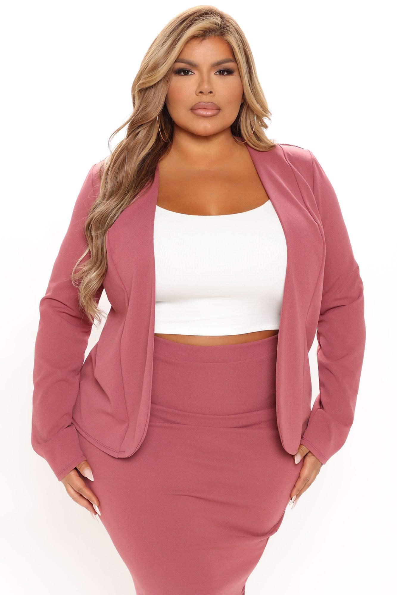 Payin' It Forward Blazer Skirt Set - Mauve Product Image
