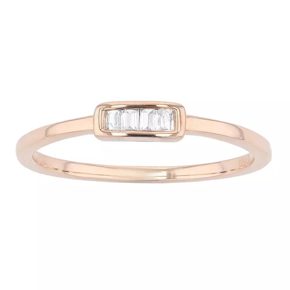 Sterling Silver Diamond Accent Baguette Ring, Womens Pink Tone Product Image