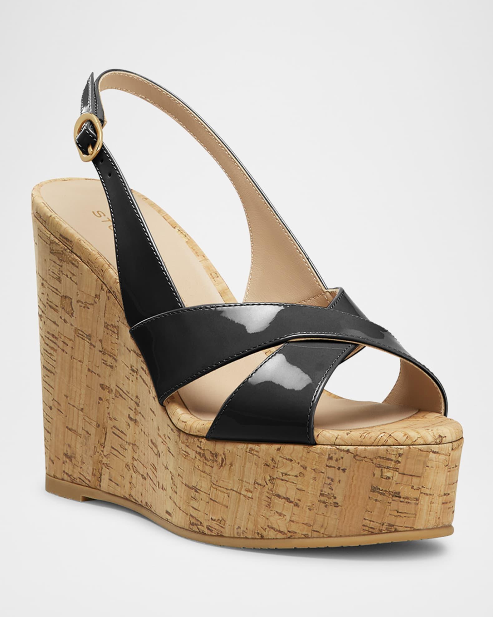 Dayna Patent Crisscross Wedge Platform Sandals Product Image