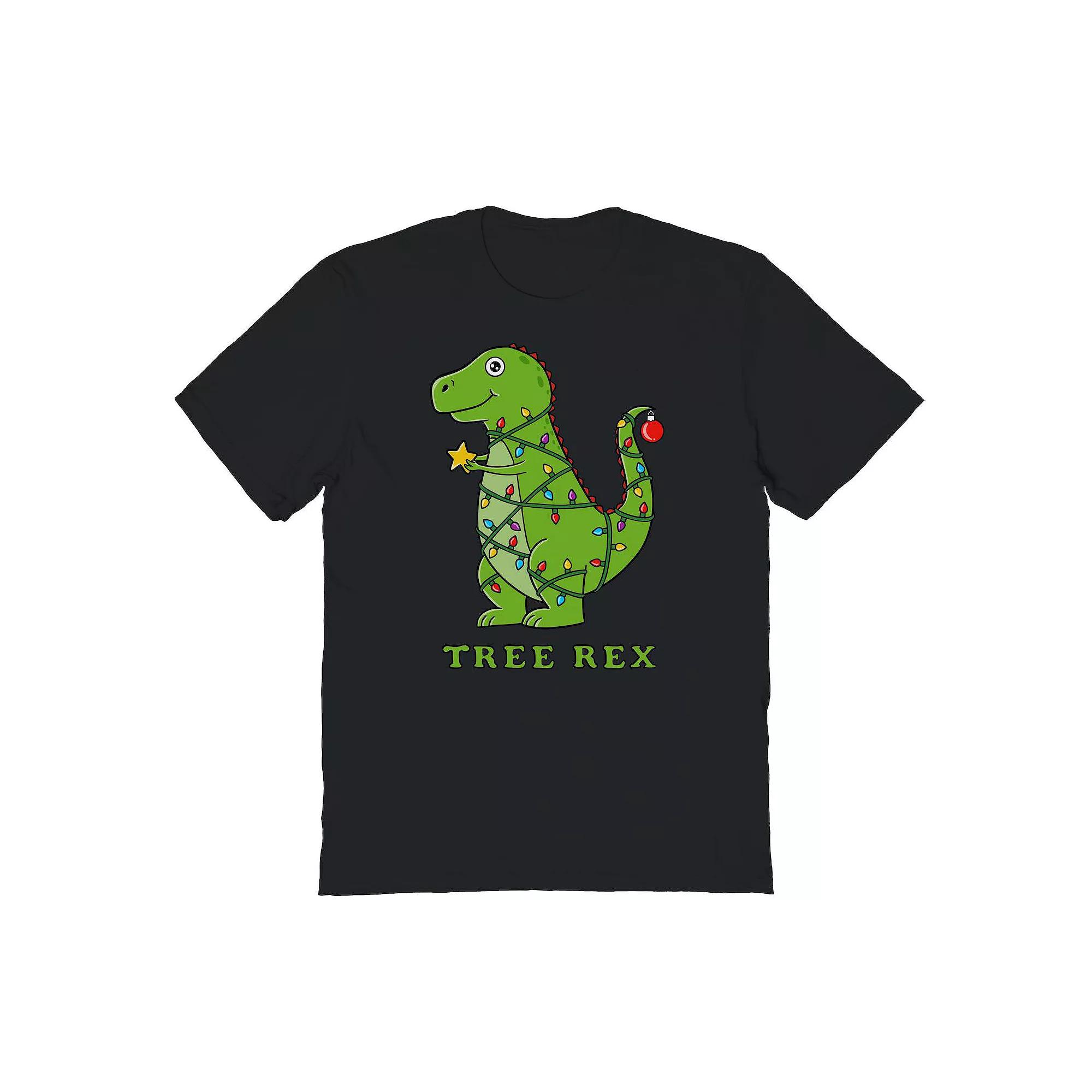 Men's Dinosaur Christmas Graphic Tee, Size: XL, Black Product Image