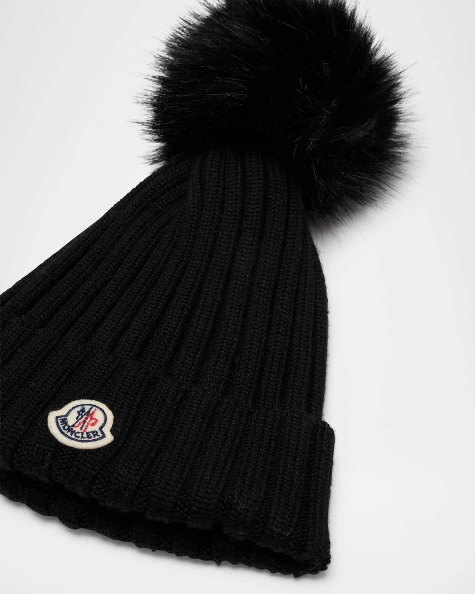 Wool Beanie with Faux Fur Pom Product Image