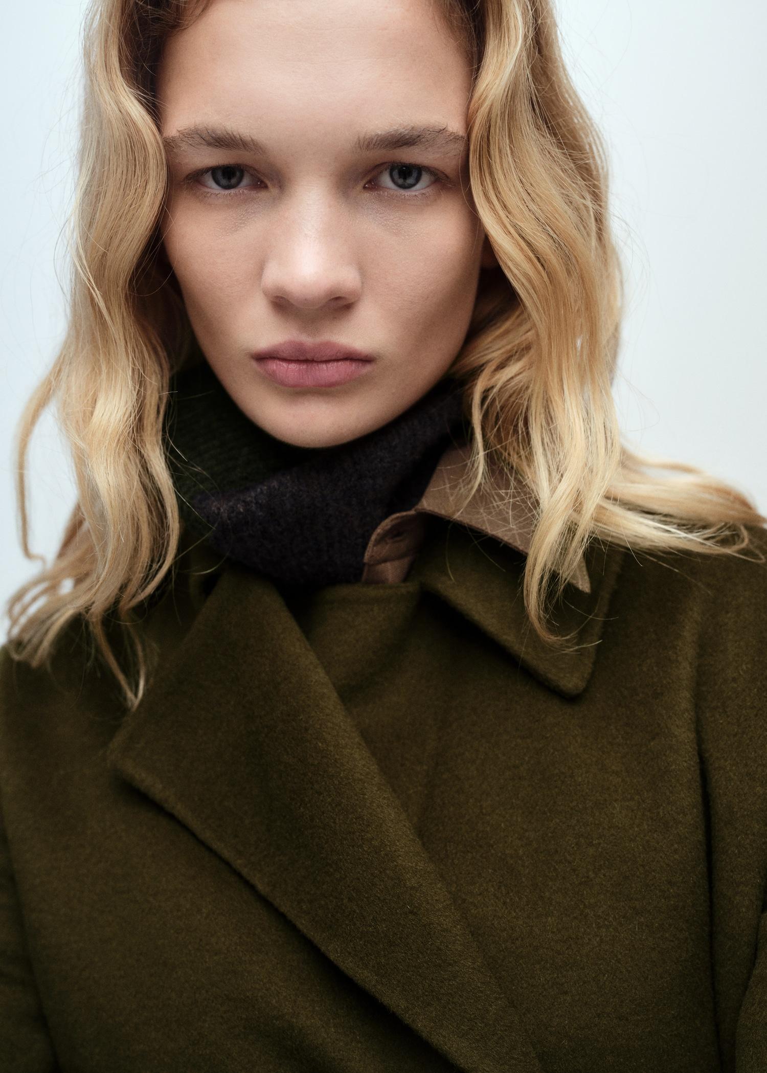 Handmade long coat with belt - Women | MANGO USA Product Image