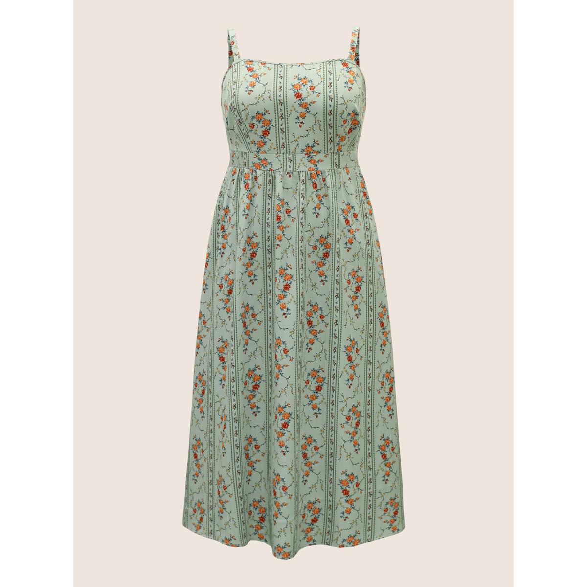 Plus Size Boho Print Square Neck Maxi Cami Dress Palemauve Women Elegant Non Sleeveless Curvy BloomChic 14-16/1X Product Image