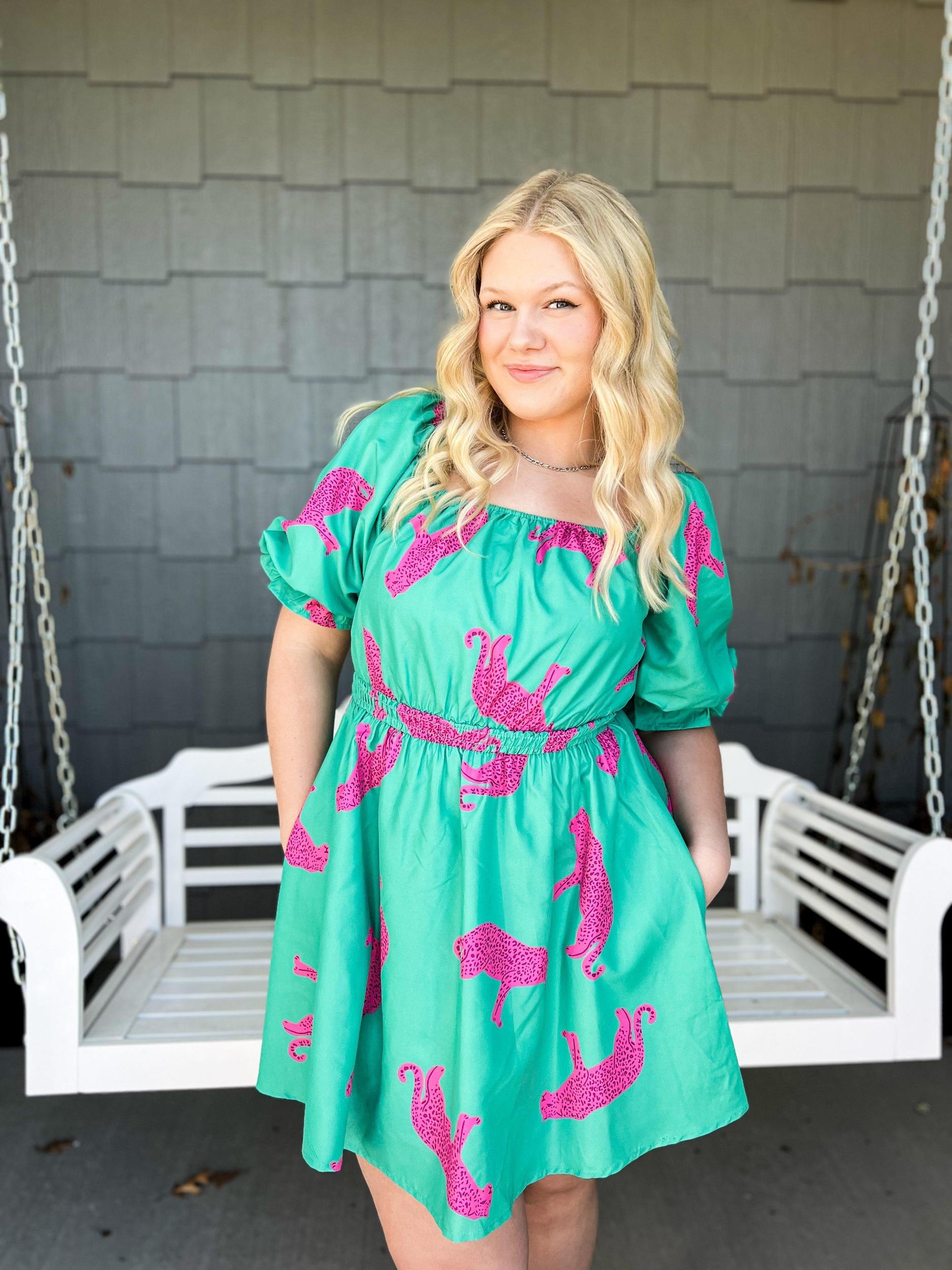 Pink Cheetah Mini Dress Product Image