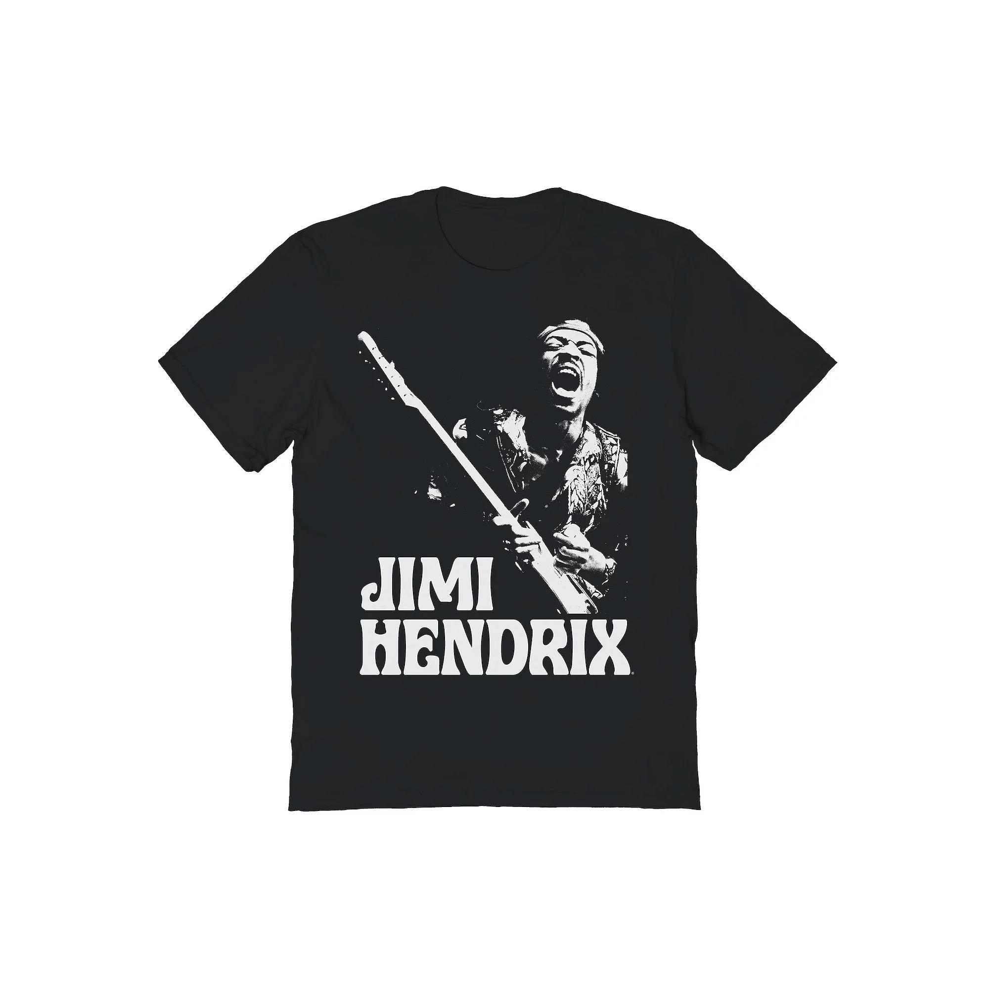 Men's Jimi Hendrix Playing Guitar Graphic Tee, Size: XXL, Black Product Image