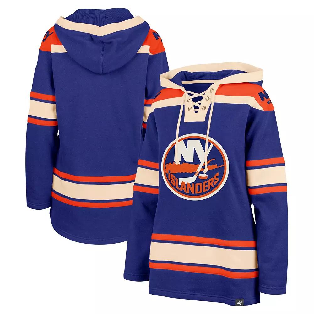 Women's '47 Royal New York Islanders Superior Lacer Pullover Hoodie,  Product Image