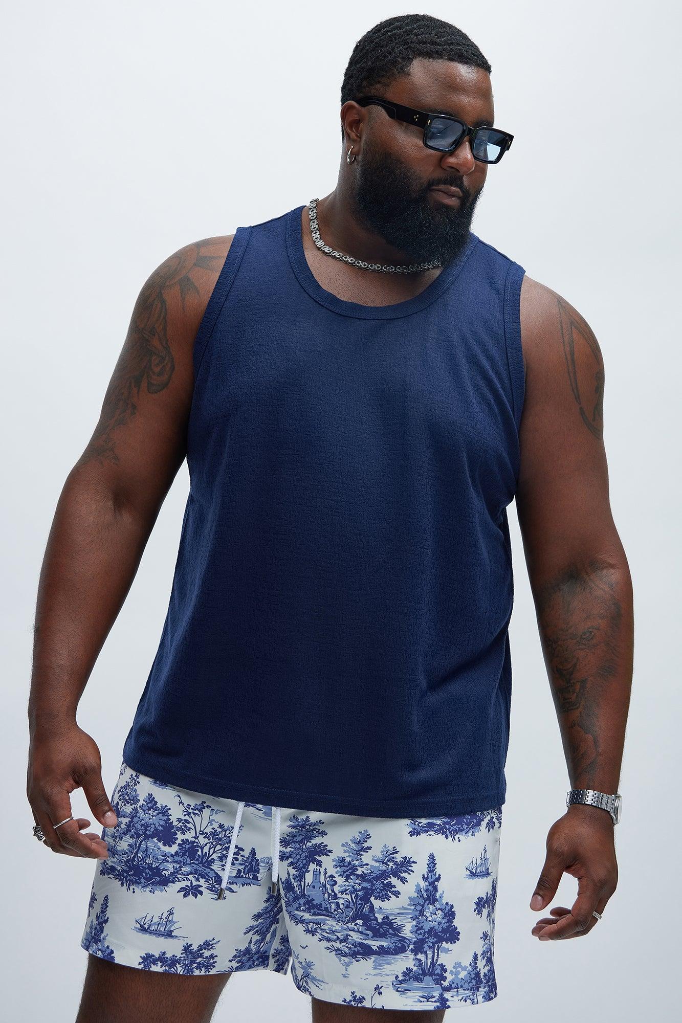 Henrik Textured Tank - Navy Product Image