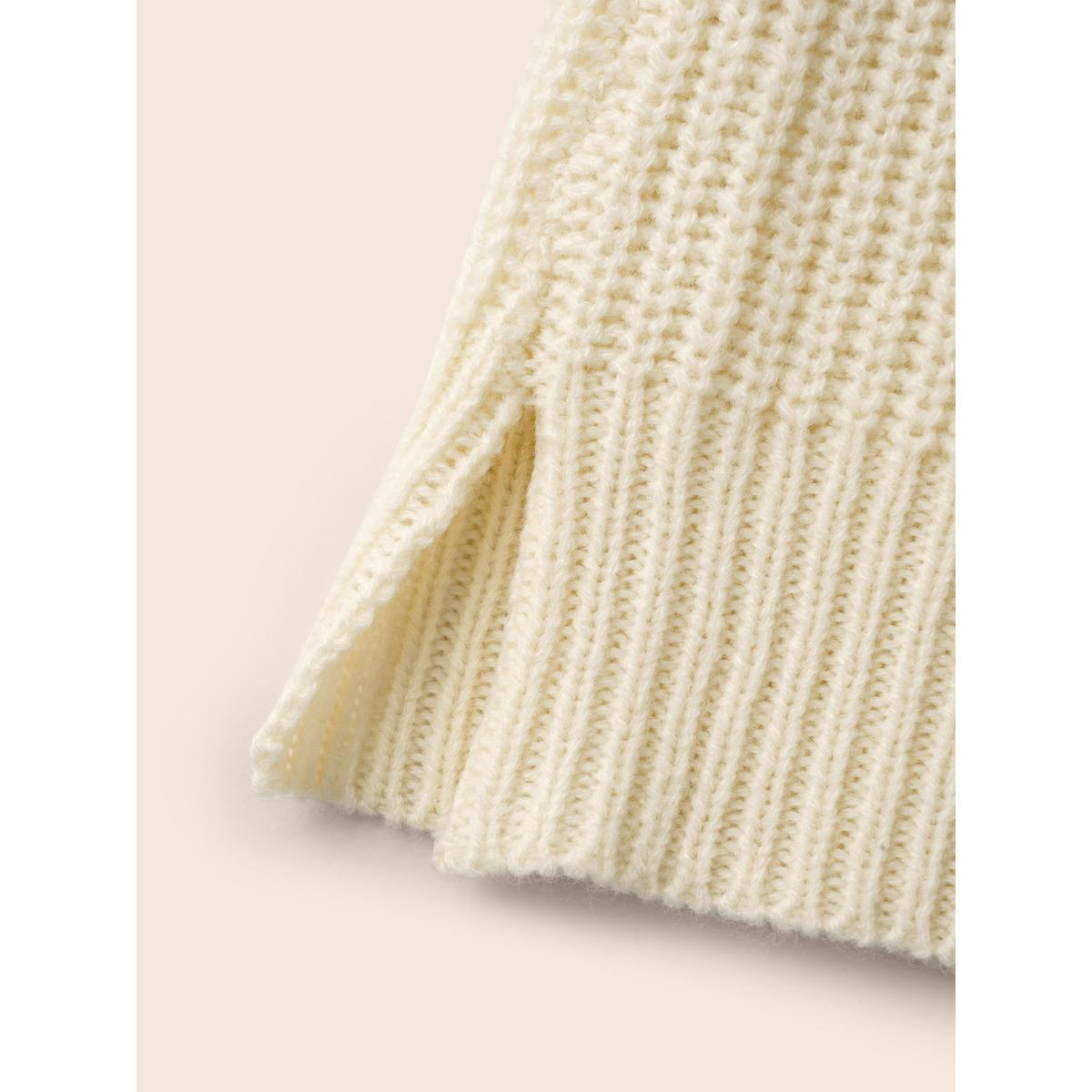 Plus Size Hand Crocheted Polo Collared Pullover Beige Women Leisure Long Sleeve Polo Casual Pullovers BloomChic 28/5X Product Image