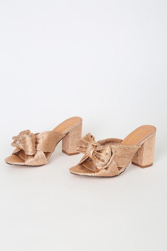 Dorothea Rose Gold Knotted High Heel Sandals Product Image