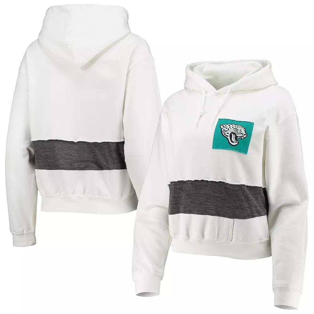 Women's Refried Apparel White Jacksonville Jaguars Sustainable Crop Dolman Pullover Hoodie,  Product Image