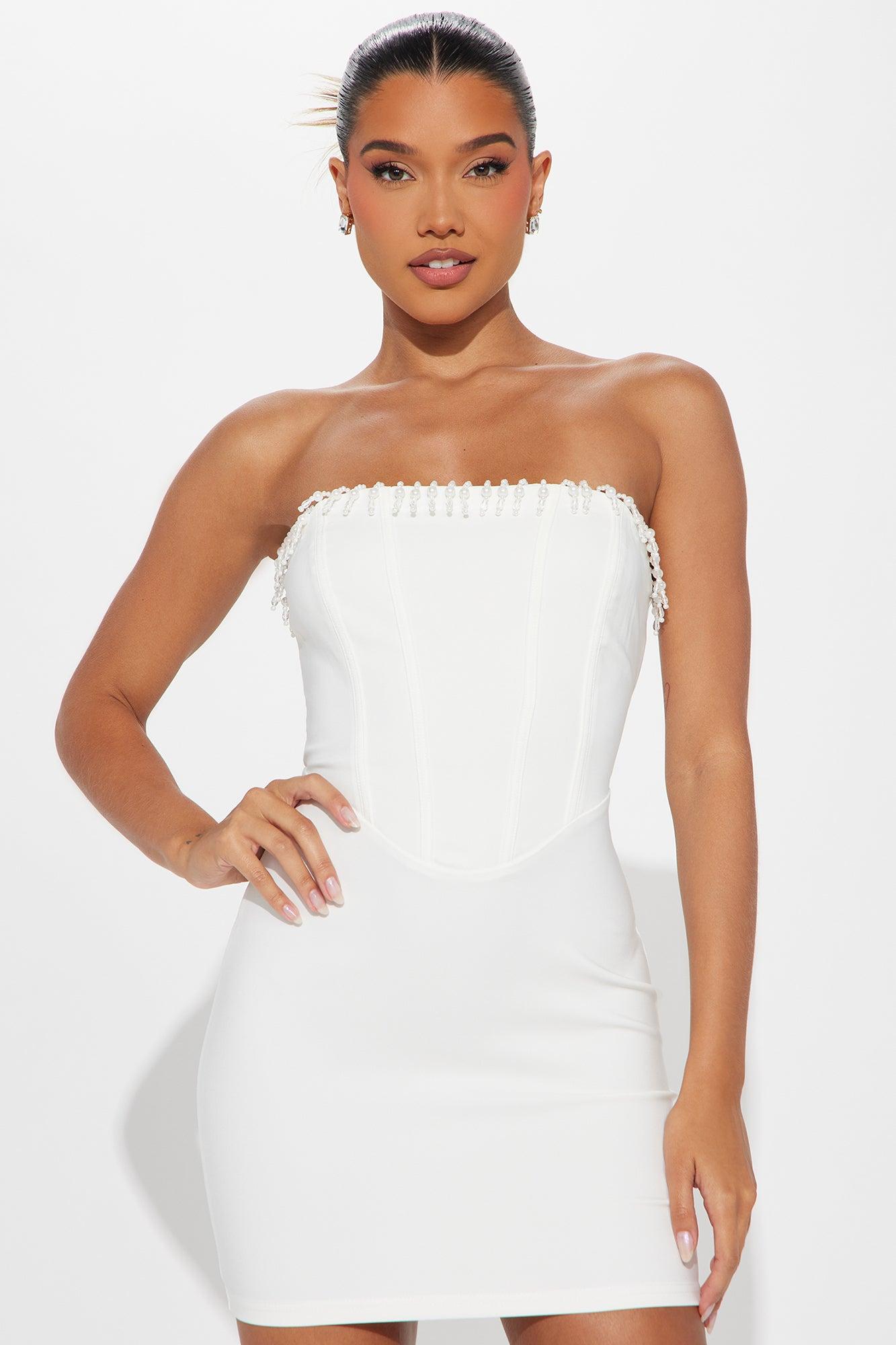 Opulent Ivory Micro Mini Dress - White Product Image
