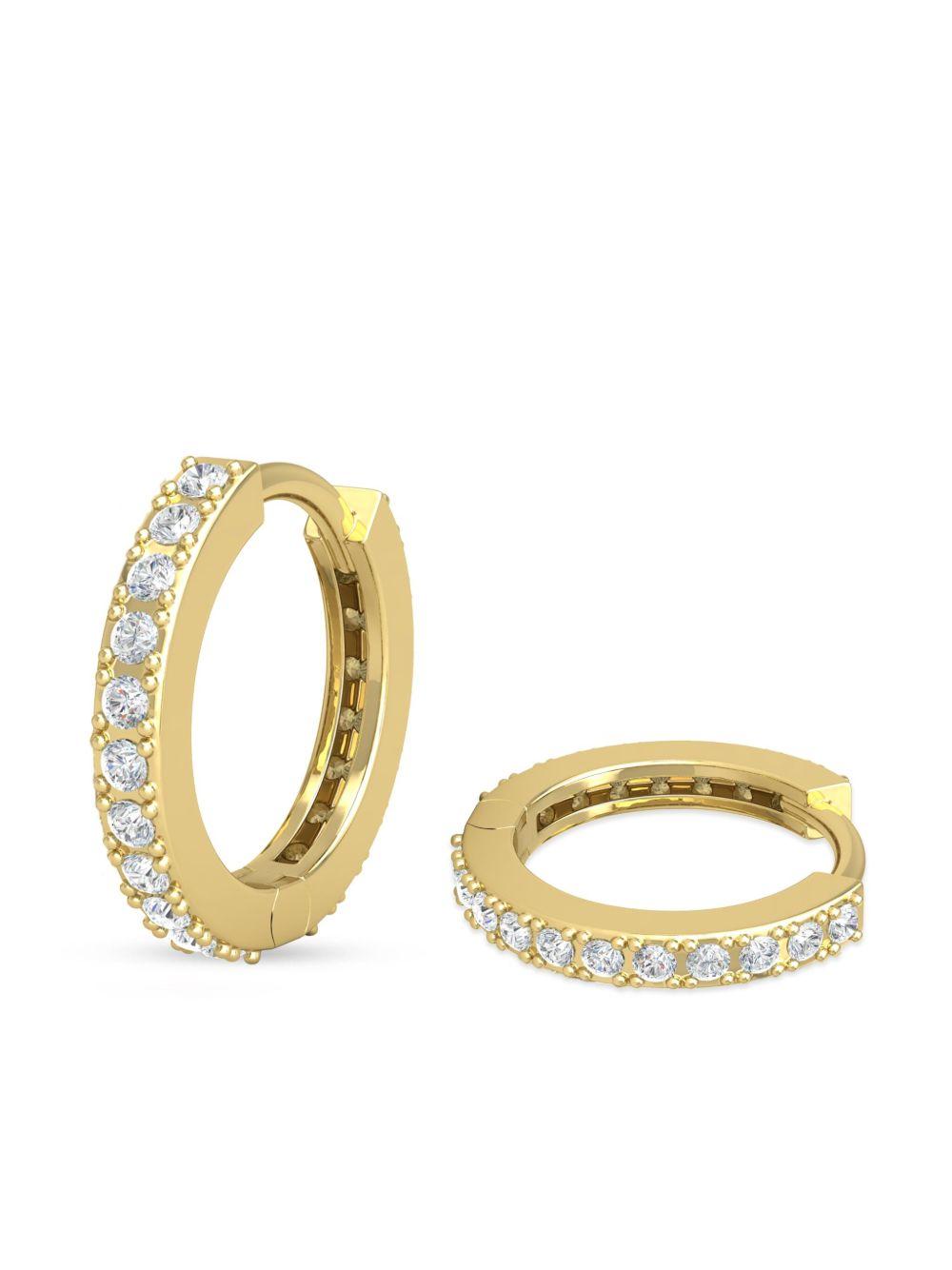 14kt yellow gold diamond huggie earrings Product Image