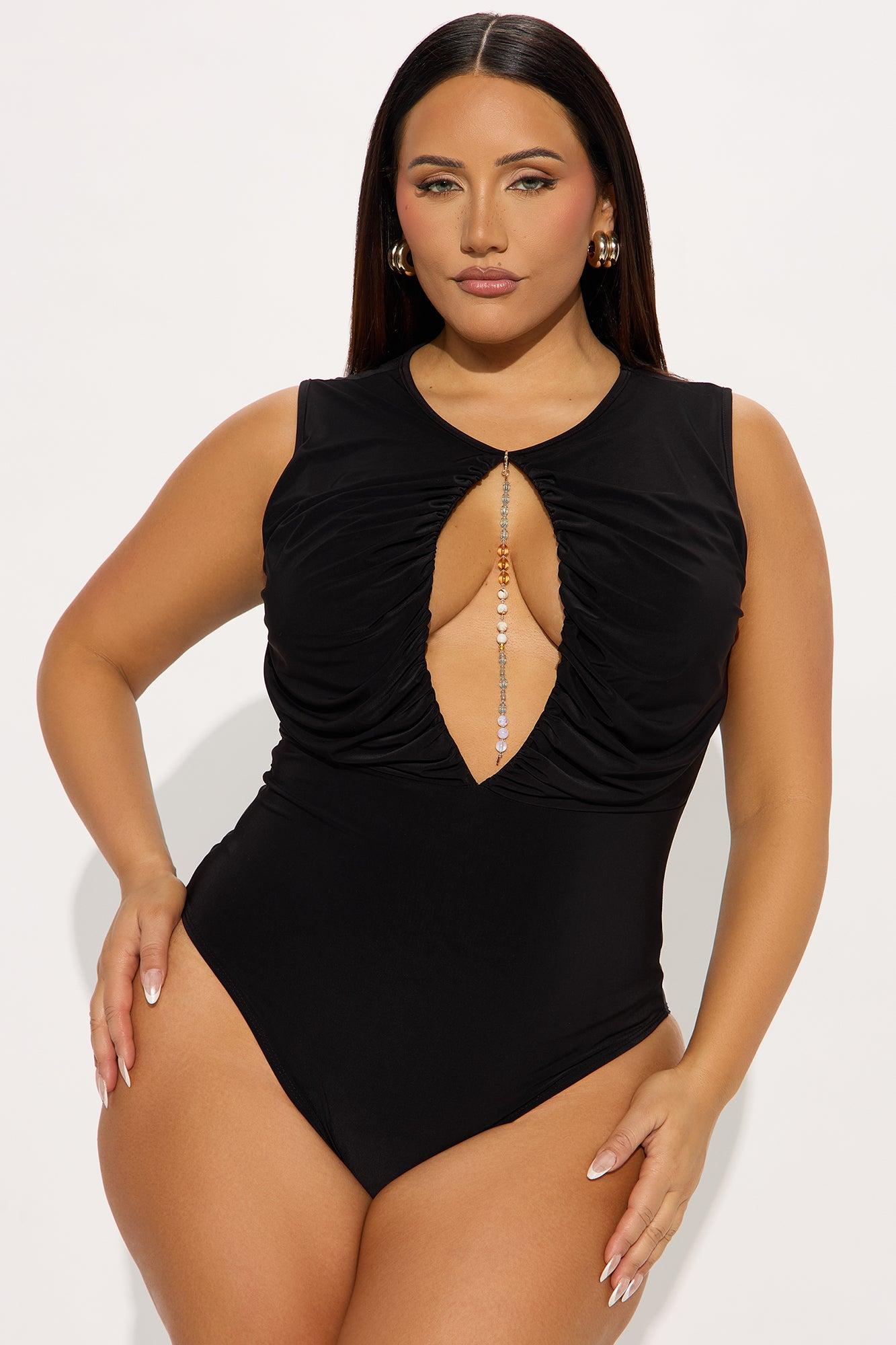 Talk To Me Cut Out Ruched Bodysuit - Black Female Product Image
