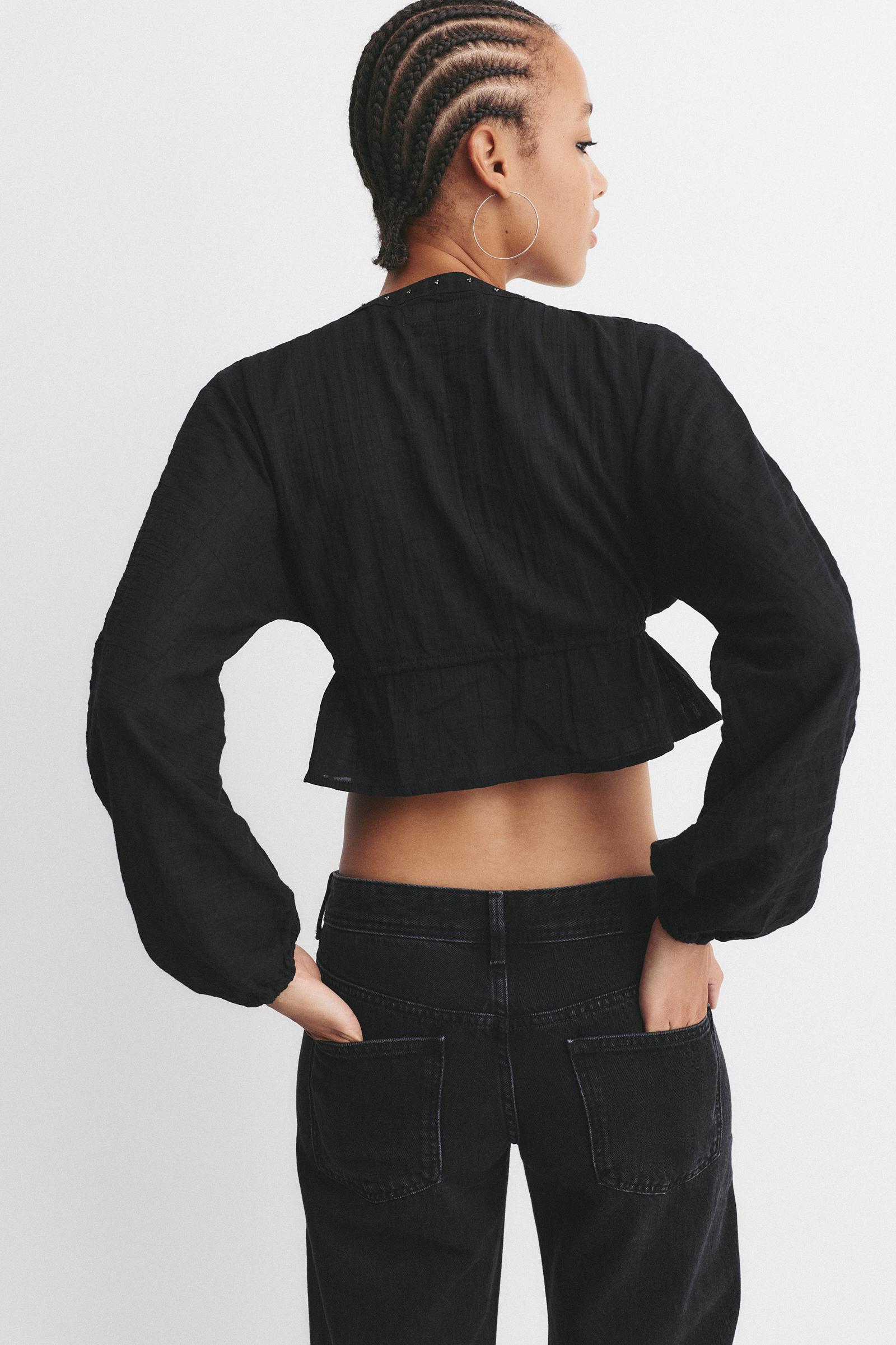 Beaded blouse with bow Product Image