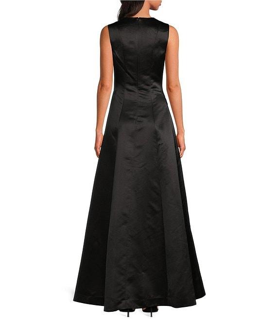 Trina Turk Guinevere Dutchess Satin Round Neck Sleeveless A-Line Maxi Dress Product Image
