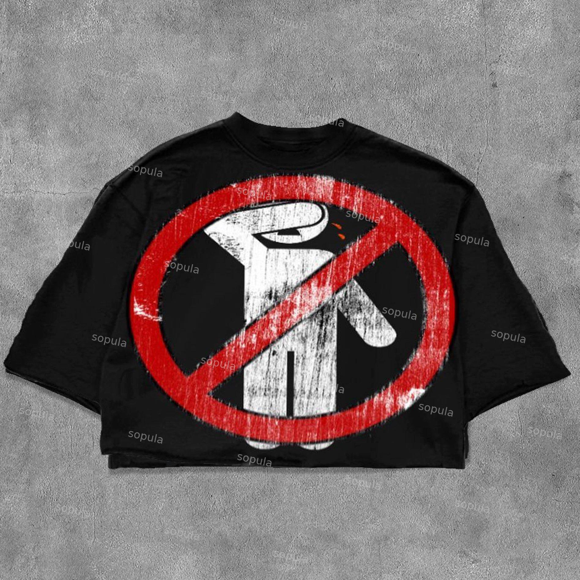 No Emotion Graphics Cotton Cropped T-Shirts Product Image