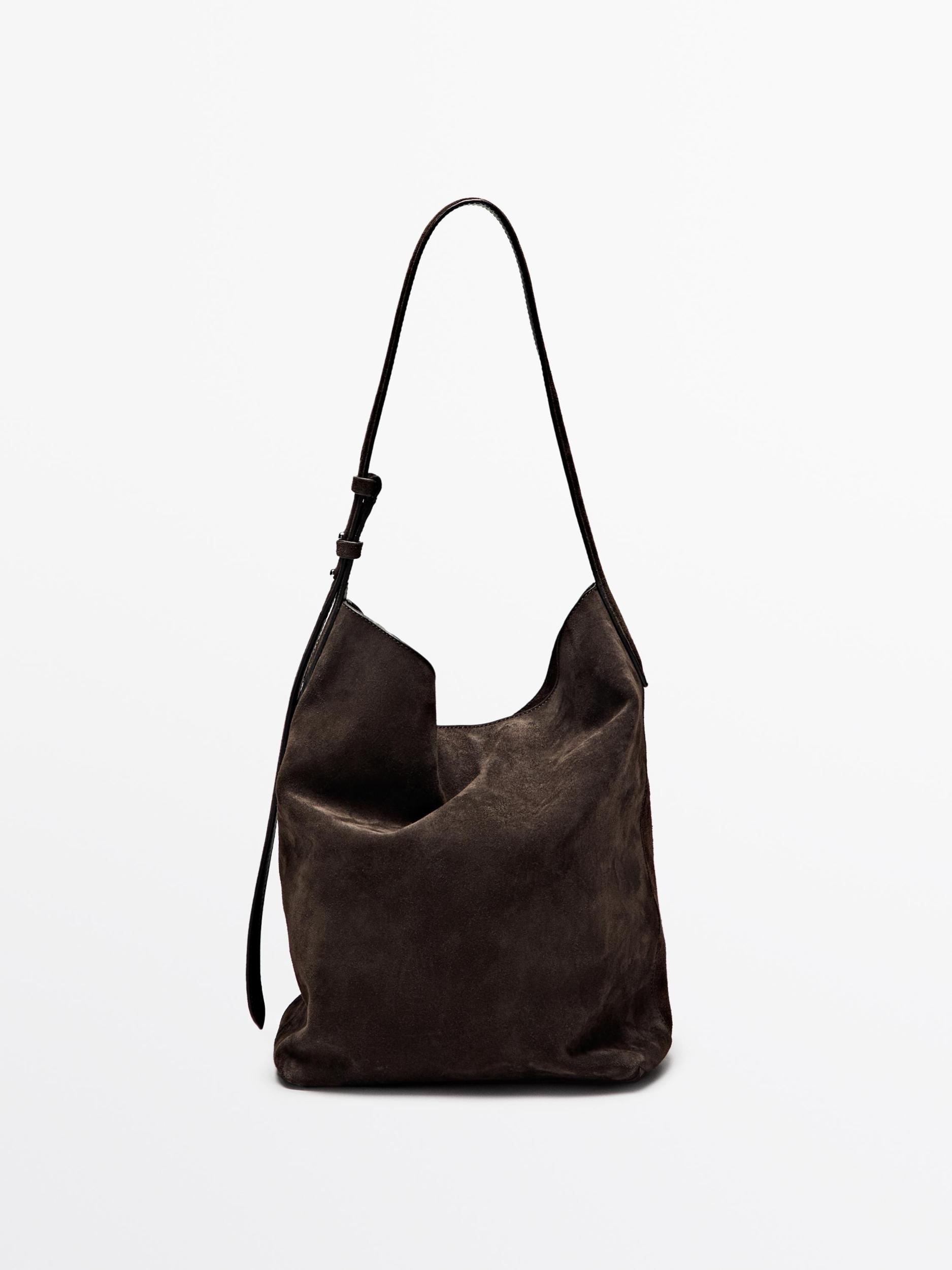 Split suede leather bucket bag Product Image