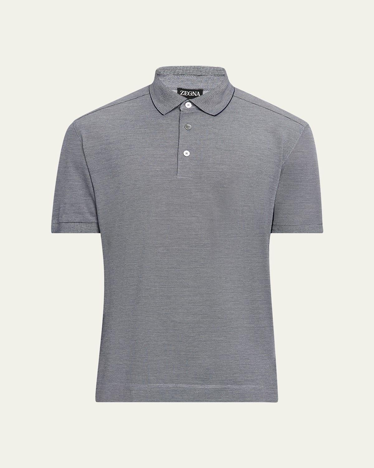 Men's Melange Cotton and Silk Polo Shirt Product Image