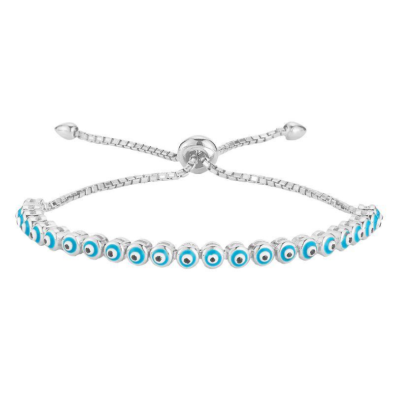 Sunkissed Sterling Cubic Zirconia Evil Eye Adjustable Bracelet, Women's,  Product Image