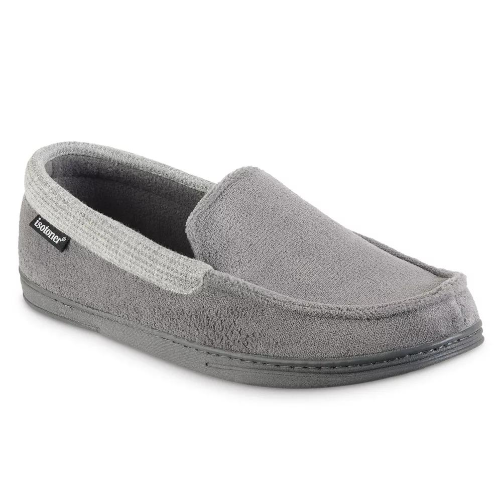 isotoner Microterry and Waffle Travis Men's Moccasin Slippers,  Product Image