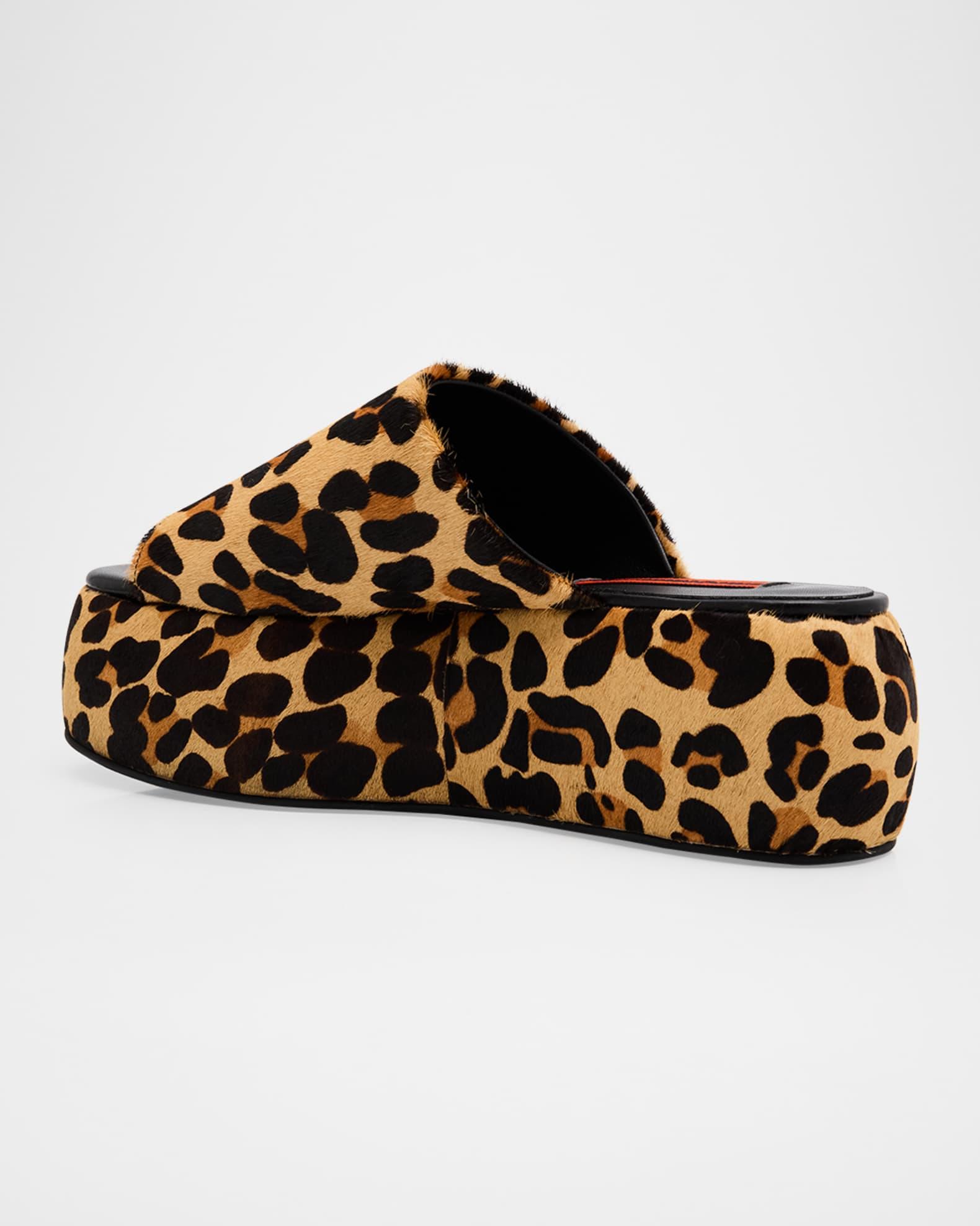 Leopard-Print Faux Fur Platform Sandals Product Image