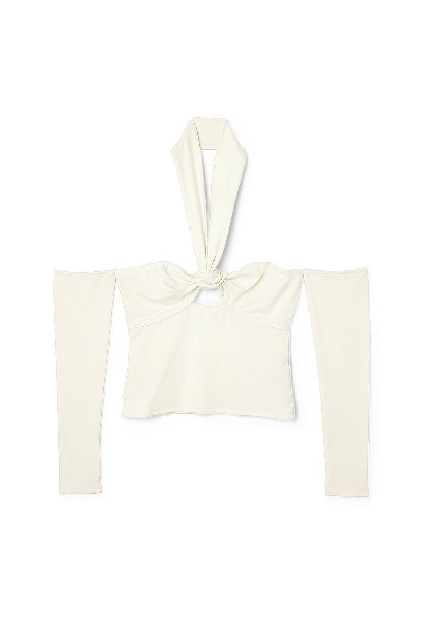 Halterneck Tie Long Sleeve Top Product Image