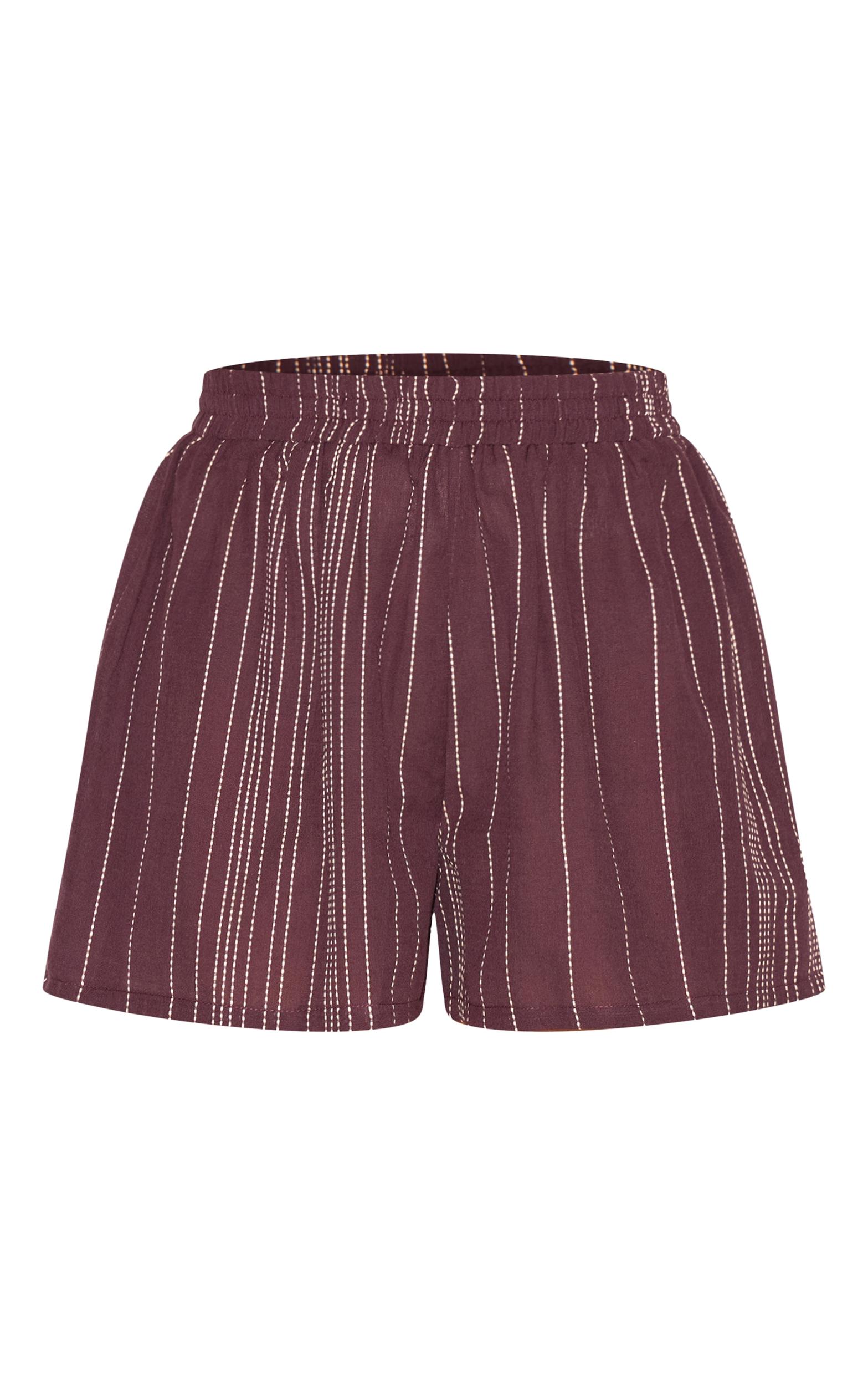 Chocolate Pinstripe Cotton Shorts Product Image