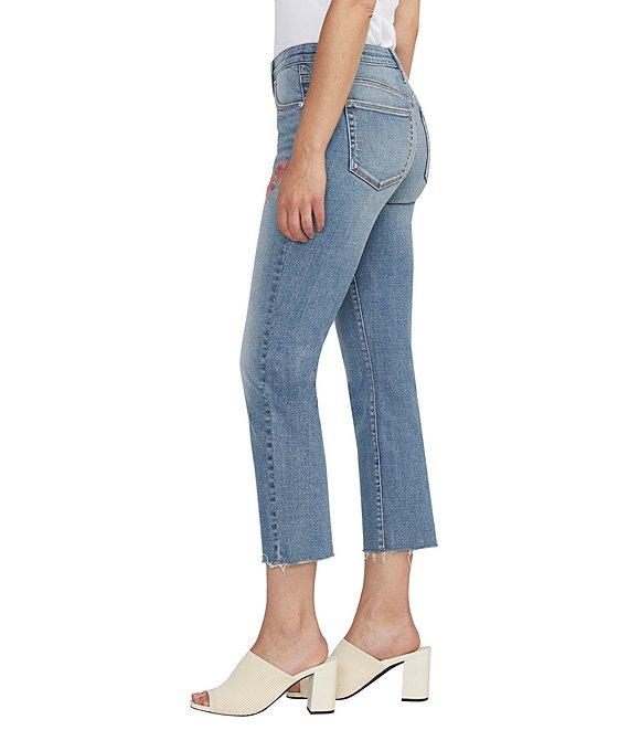 Jag Jeans Ruby Mid Rise Straight Leg Cropped Floral Embroidered Jeans Product Image