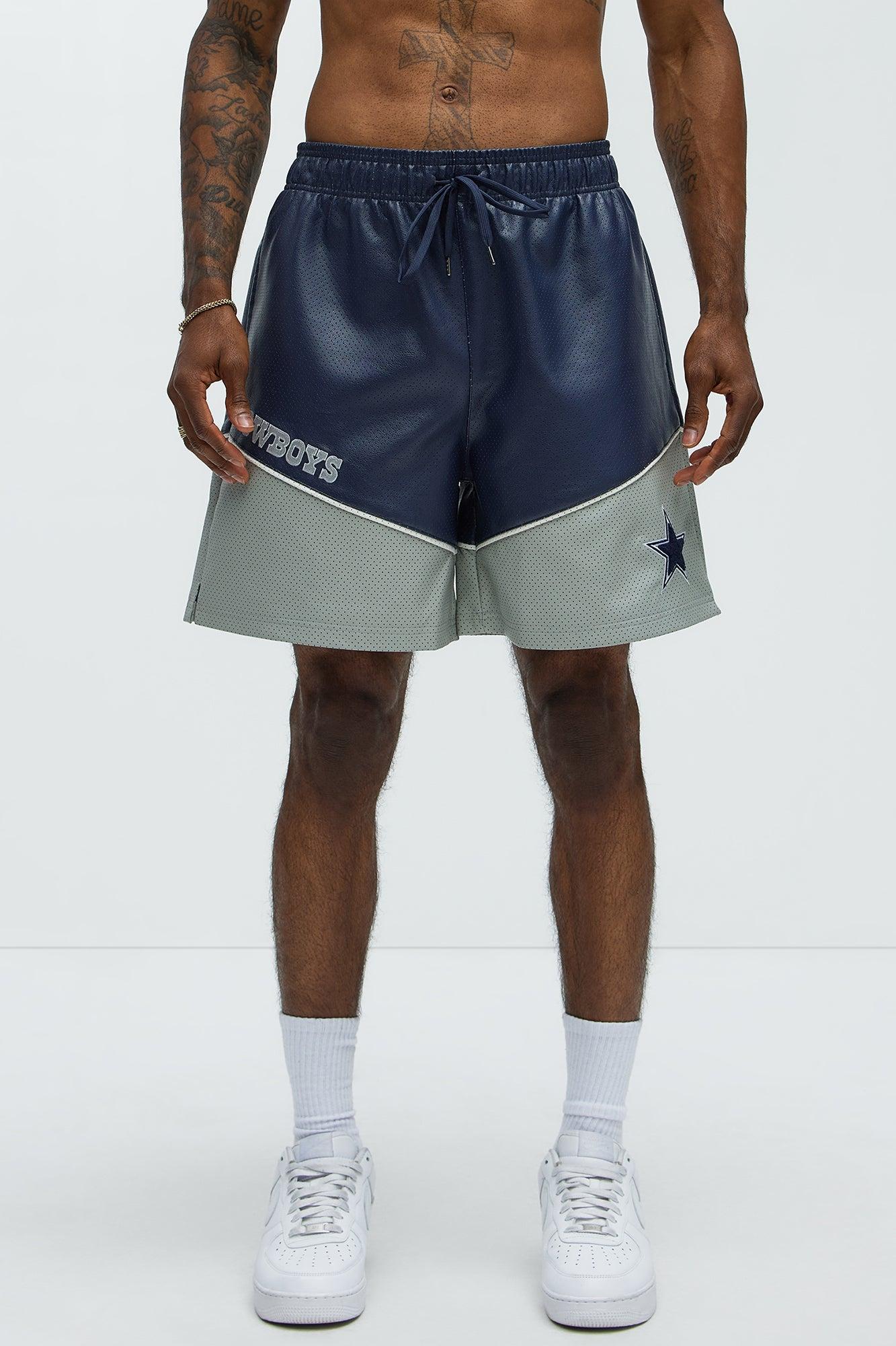 Cowboys Up And Down The Court Faux Leather Shorts - Navy Product Image