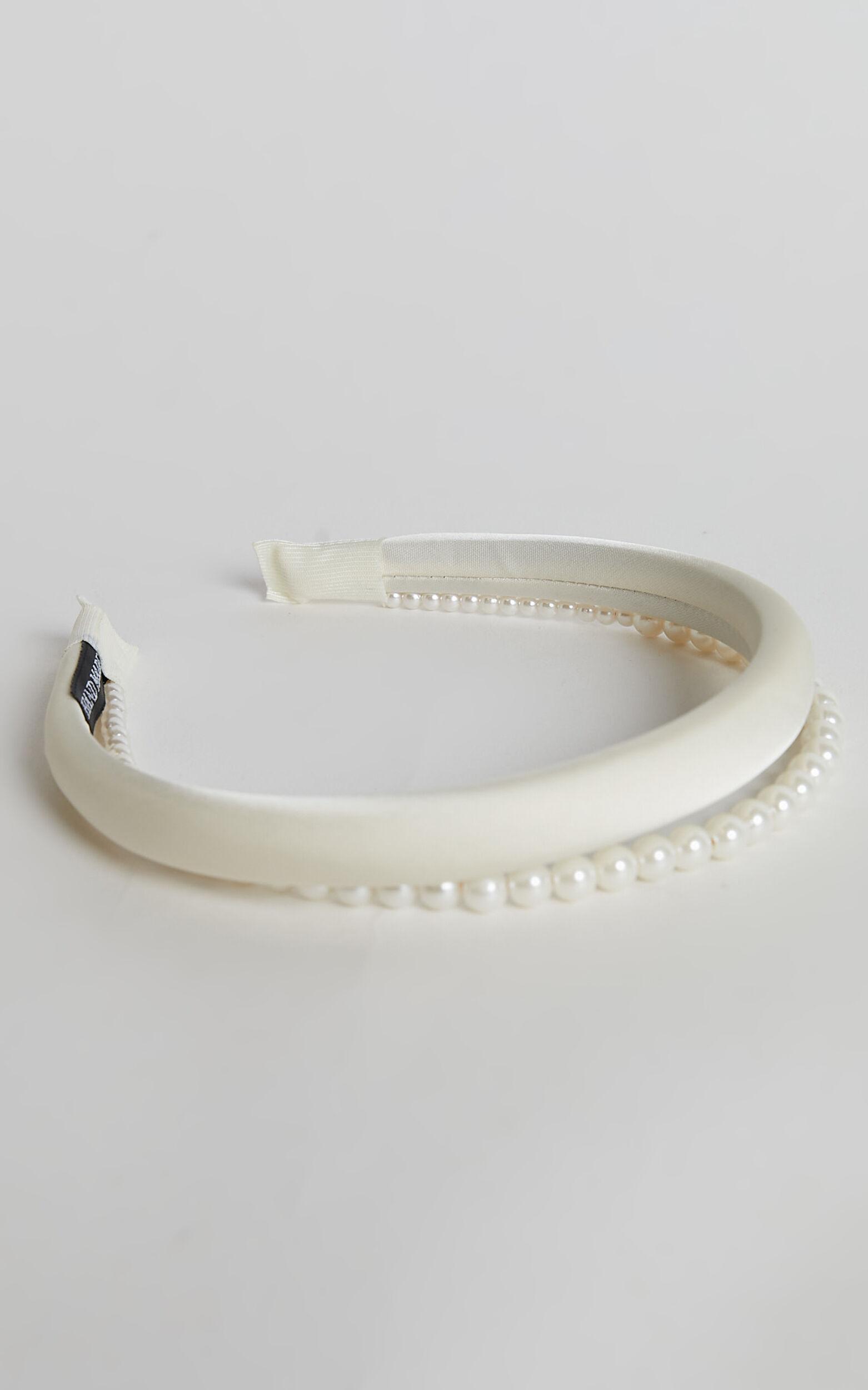 Lauren Headband - Pearl Double Headband in White Product Image
