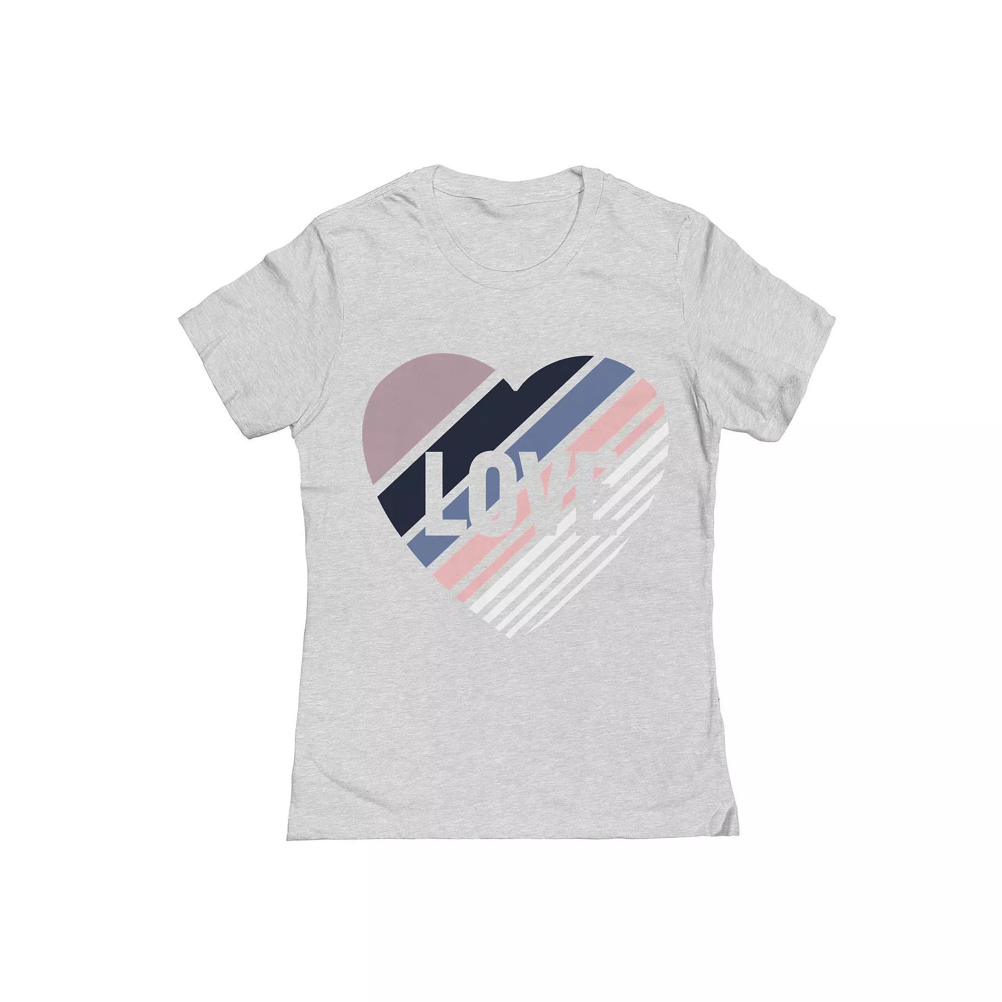 Junior's Grayson Threads The Label Love Diagonal Heart Valentine's Day Graphic Tee, Women's,  Product Image