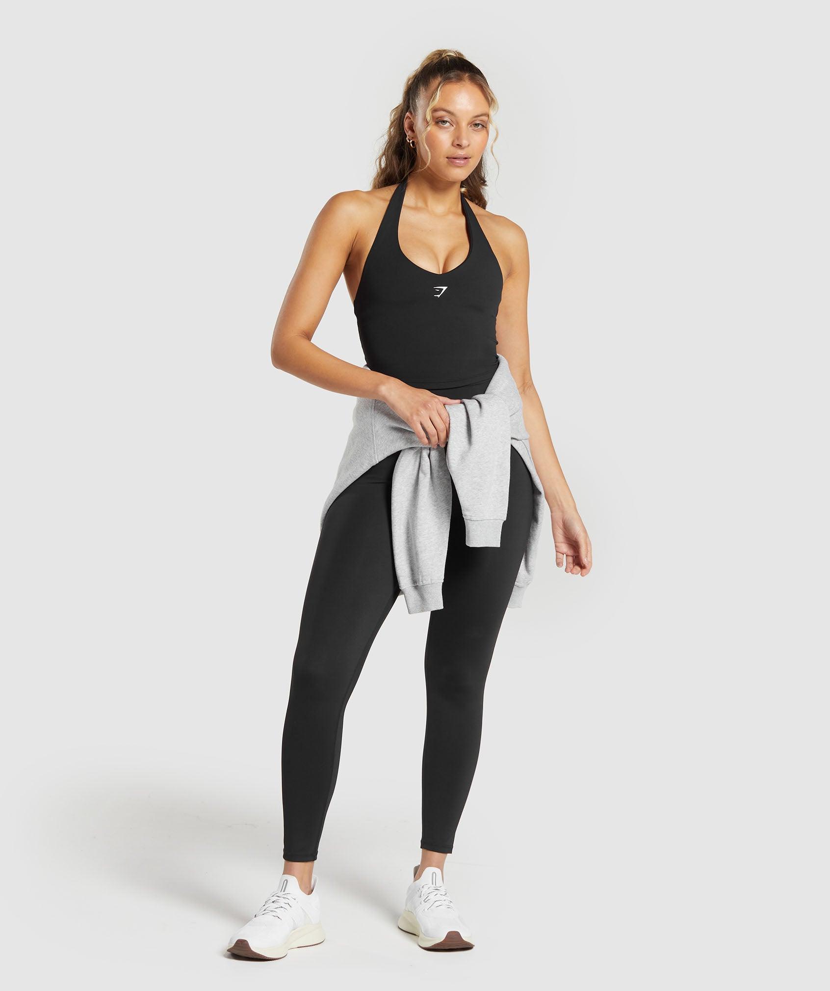 Gymshark Halter Neck Cami with Shelf - Black Female Product Image