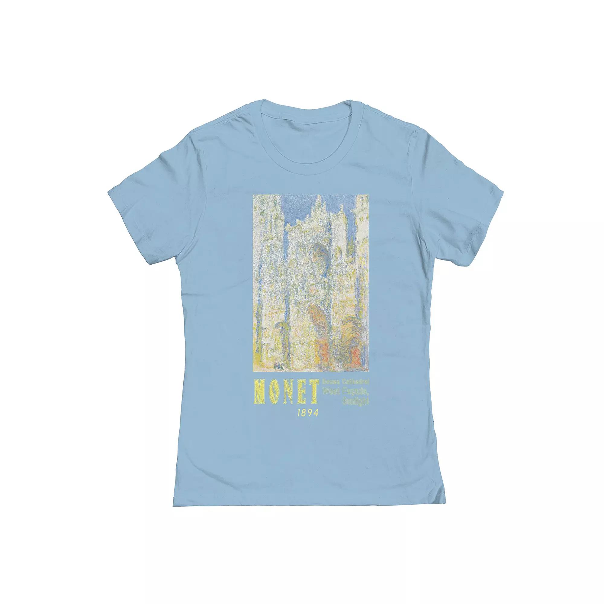 Junior's Monet - Rouen Cathedral Womens Graphic Tee, Girl's, Size: XL, Powder Blue Product Image