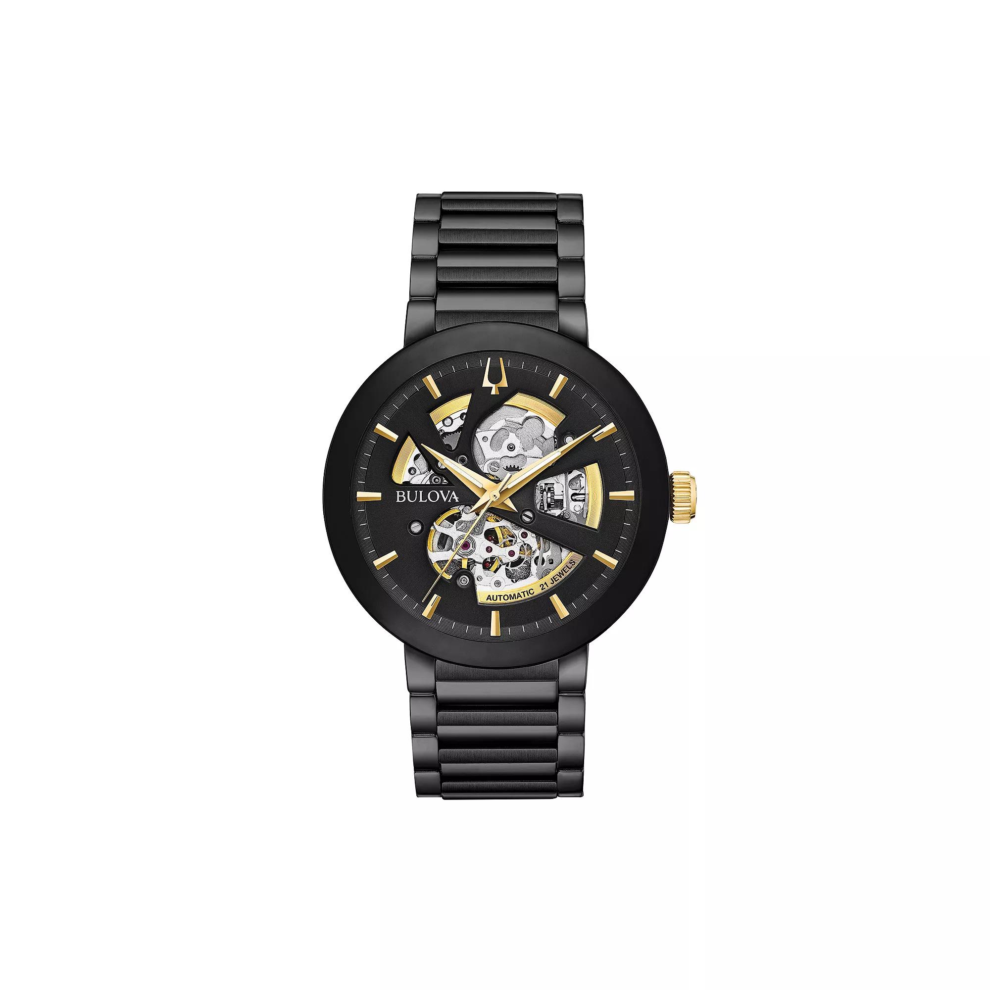 Bulova Men's Modern Automatic Black Ion-Plated Stainless Steel Skeleton Watch - 98A203,  Product Image