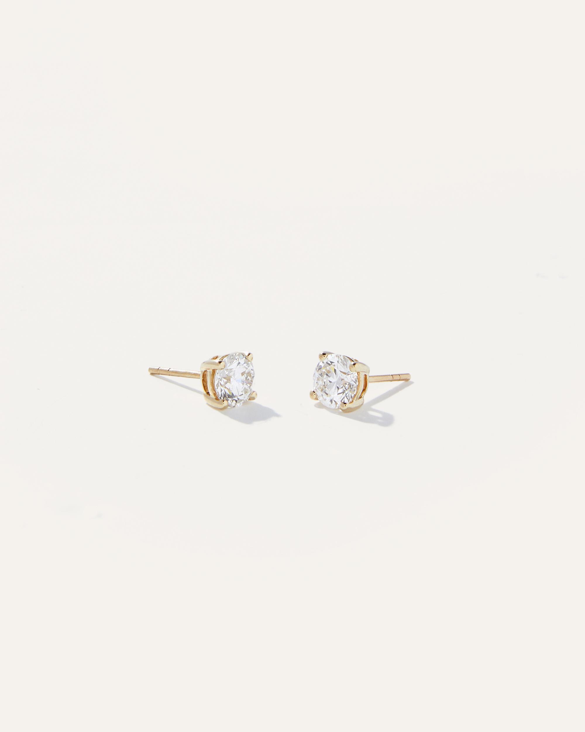 Quince | Women's 14K Gold Lab Grown Diamond Four-Prong Solitaire Studs Product Image