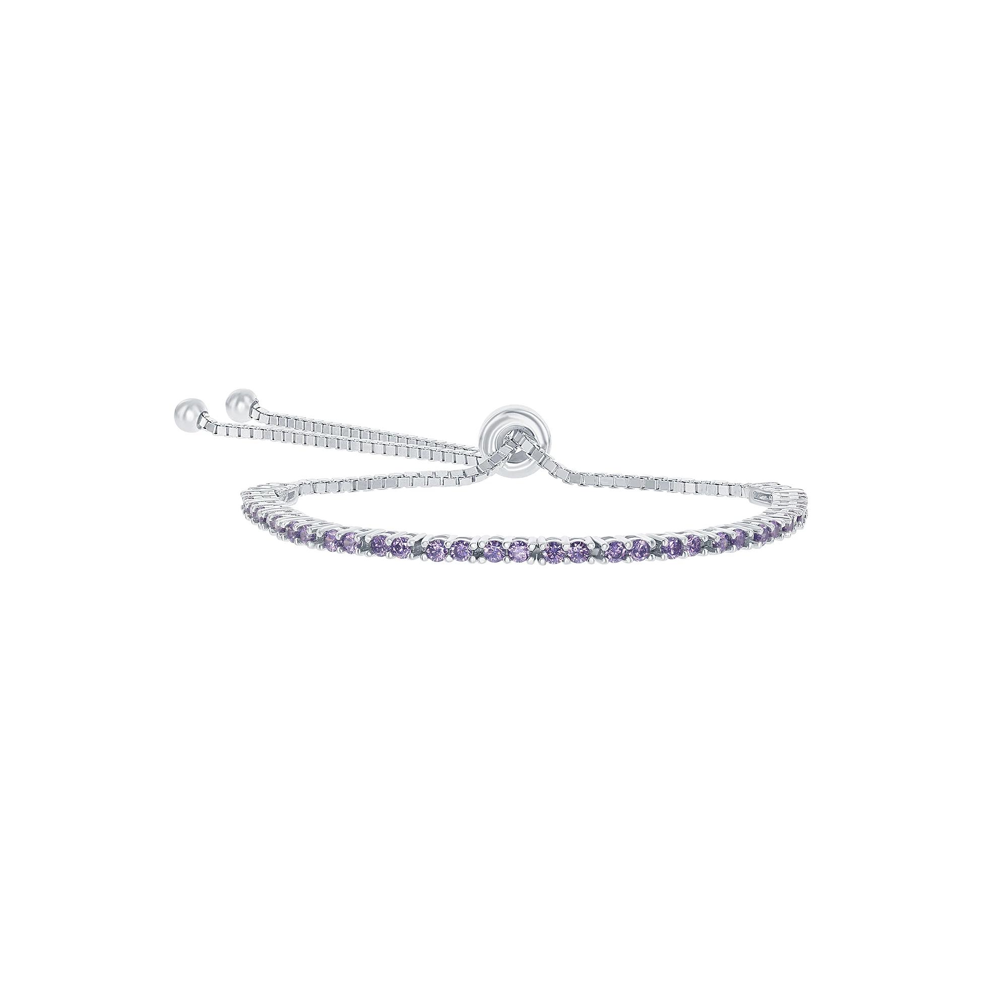 Sterling Silver 2mm Birthstone Bracelet, Women's, Size: 8", February Product Image