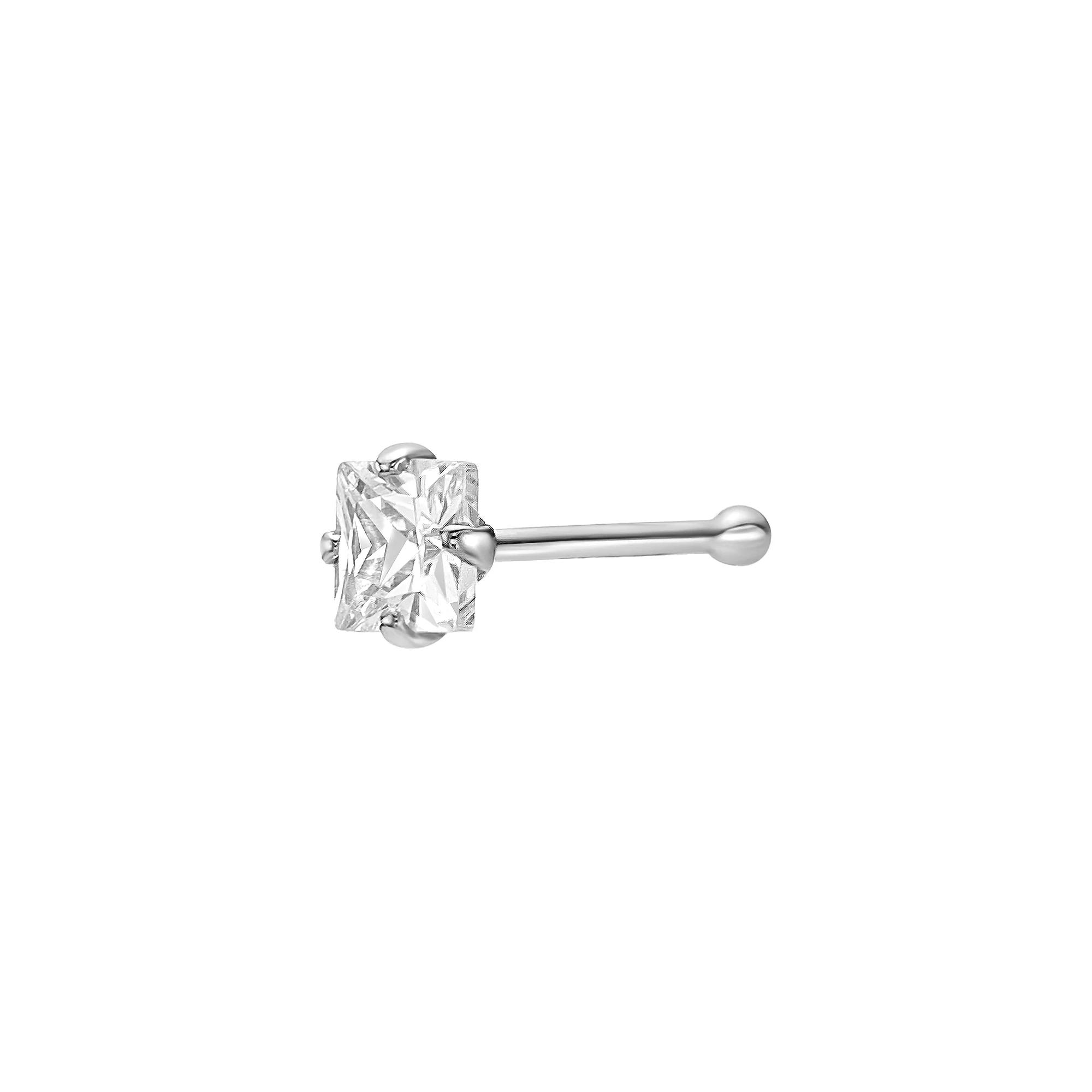Lila Moon 14k Gold Cubic Zirconia Nose Ring Stud, Women's, 14k White Gold Product Image