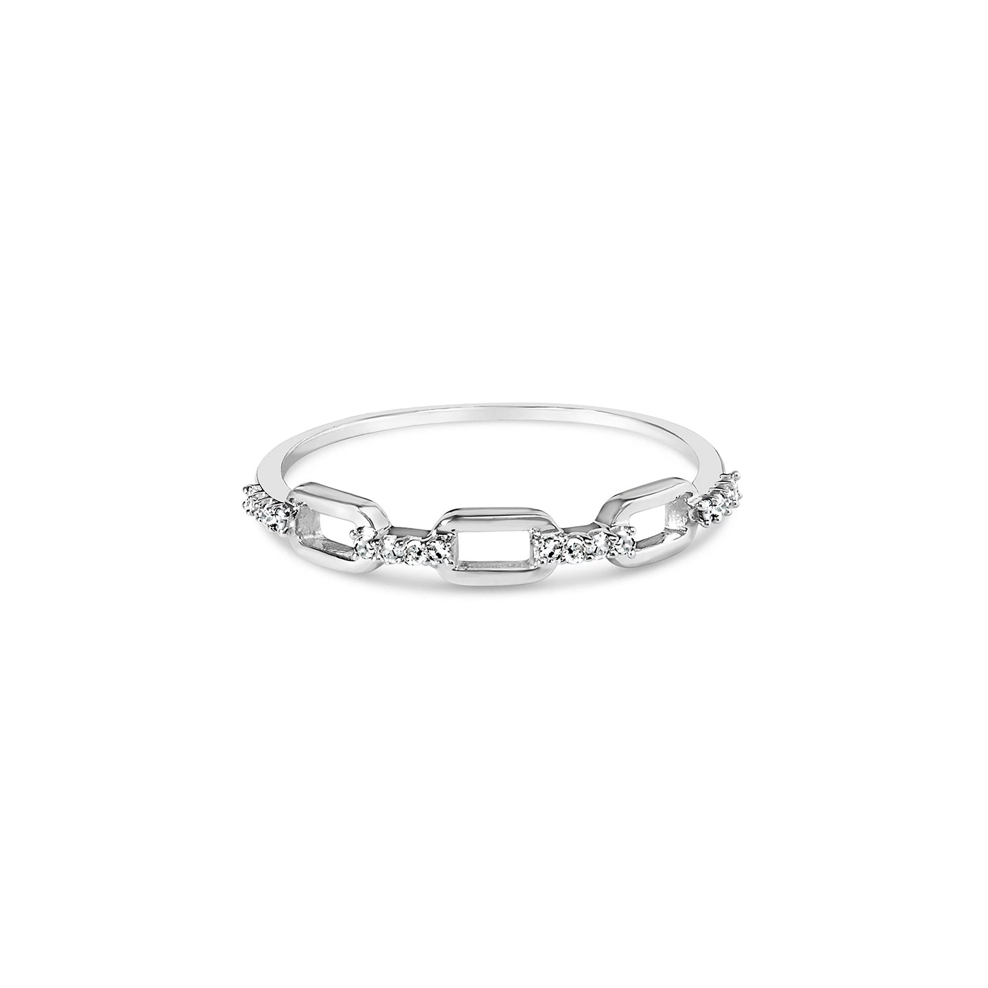 Haus of Brilliance Sterling Silver Diamond Accent Paperclip Band Ring, Women's,  Product Image